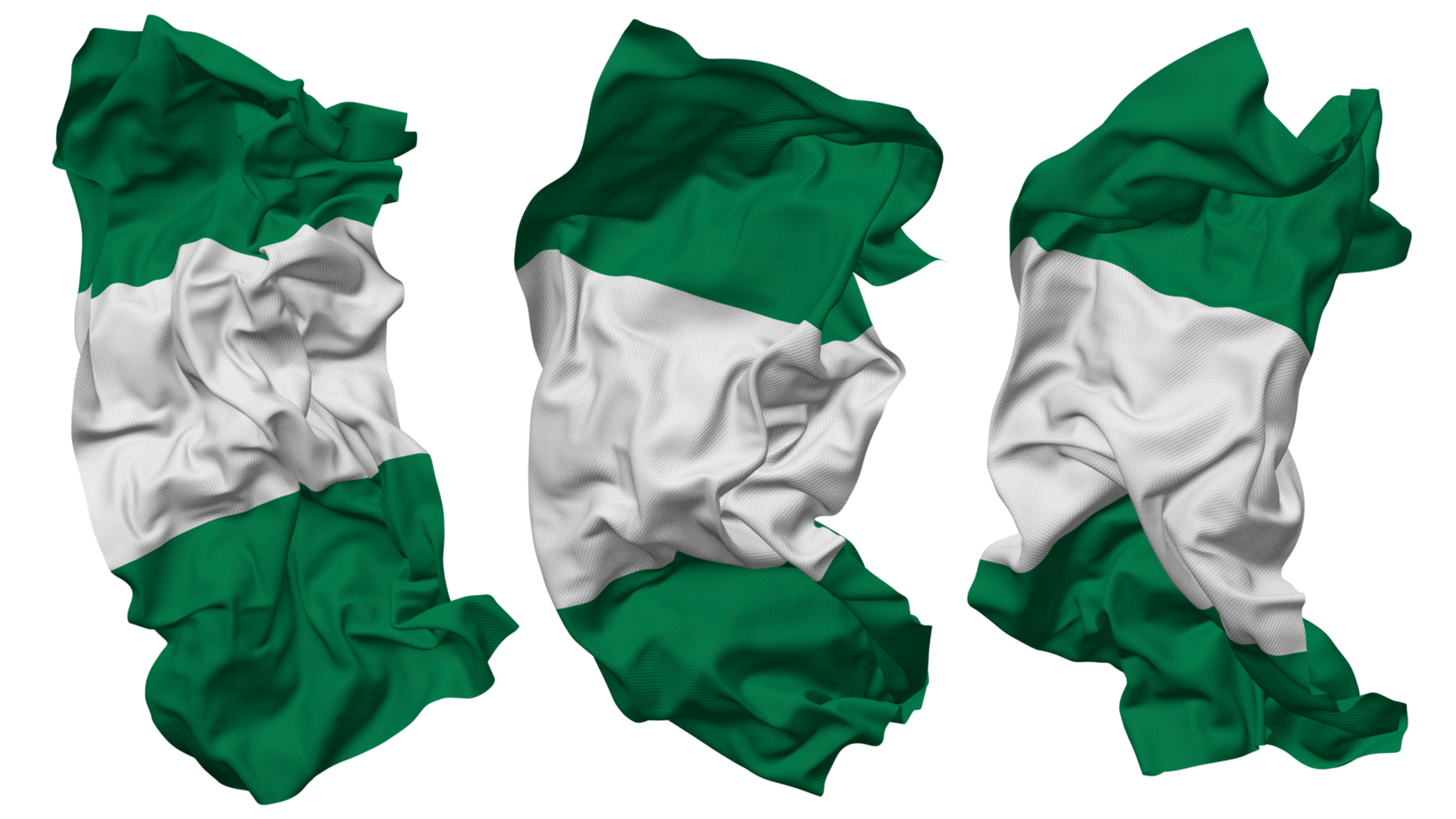 Nigéria bandeira ondas isolado dentro diferente estilos com colisão textura, 3d Renderização png