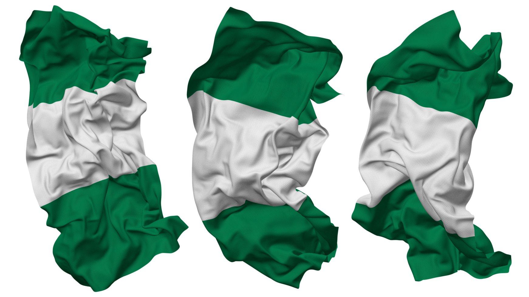 Nigeria Flag Waves Isolated in Different Styles with Bump Texture, 3D Rendering png