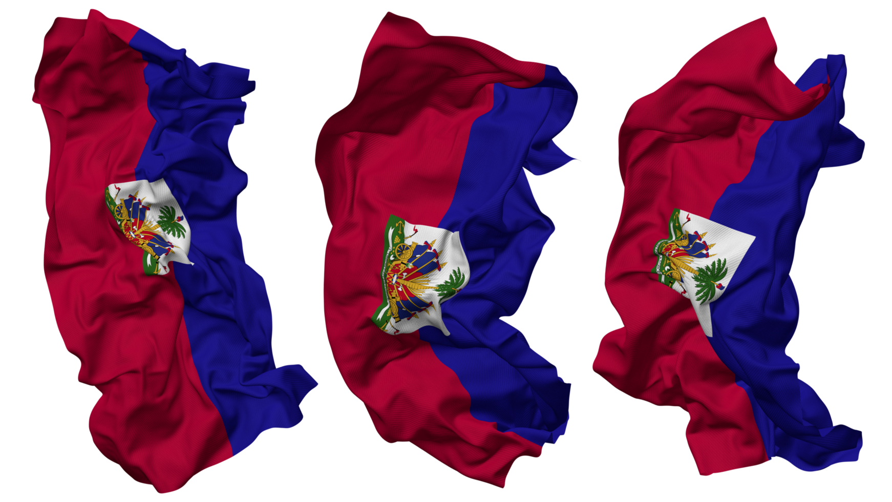 Haiti bandeira ondas isolado dentro diferente estilos com colisão textura, 3d Renderização png