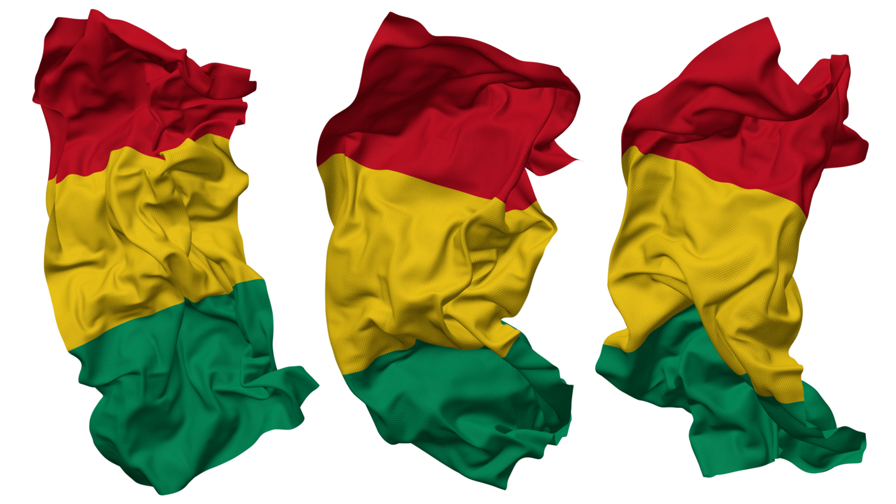 Guinea Flag Waves Isolated in Different Styles with Bump Texture, 3D Rendering png