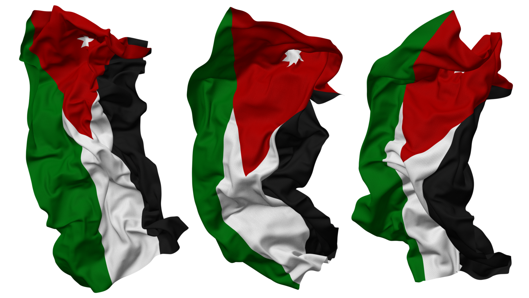 Jordan Flag Waves Isolated in Different Styles with Bump Texture, 3D Rendering png