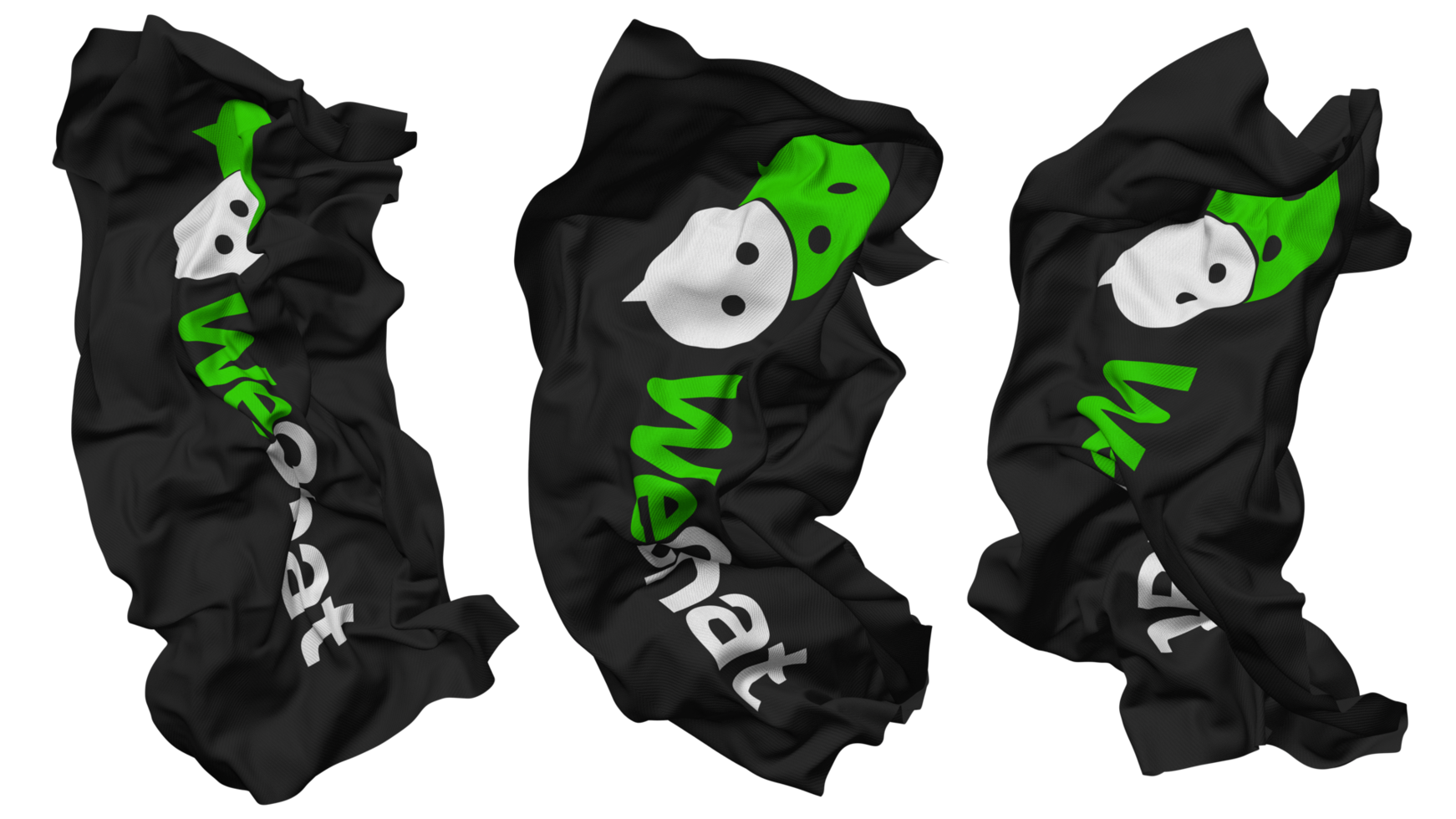 WeChat Flag Waves Isolated in Different Styles with Bump Texture, 3D Rendering png