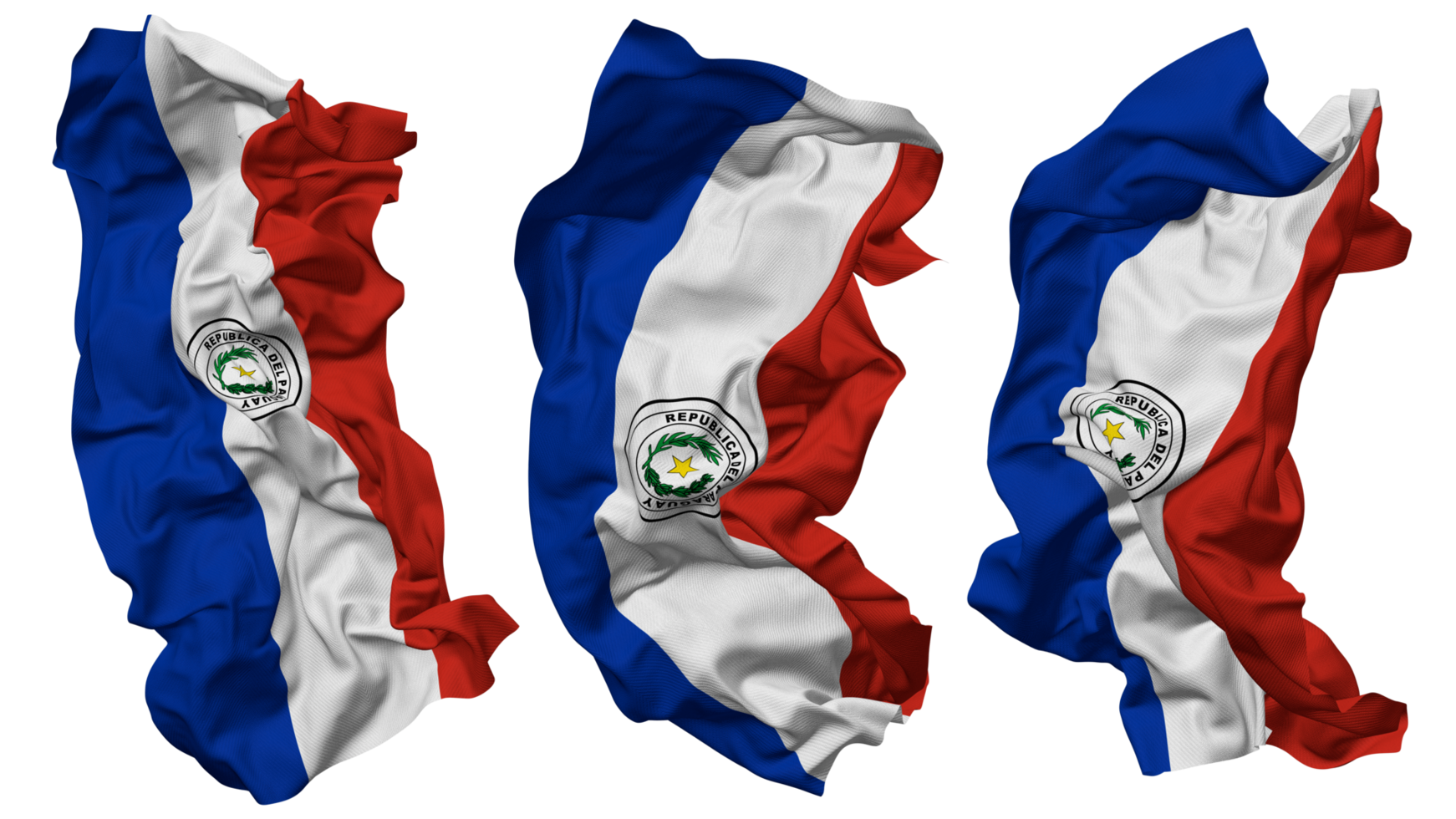 Paraguay Flag Waves Isolated in Different Styles with Bump Texture, 3D Rendering png
