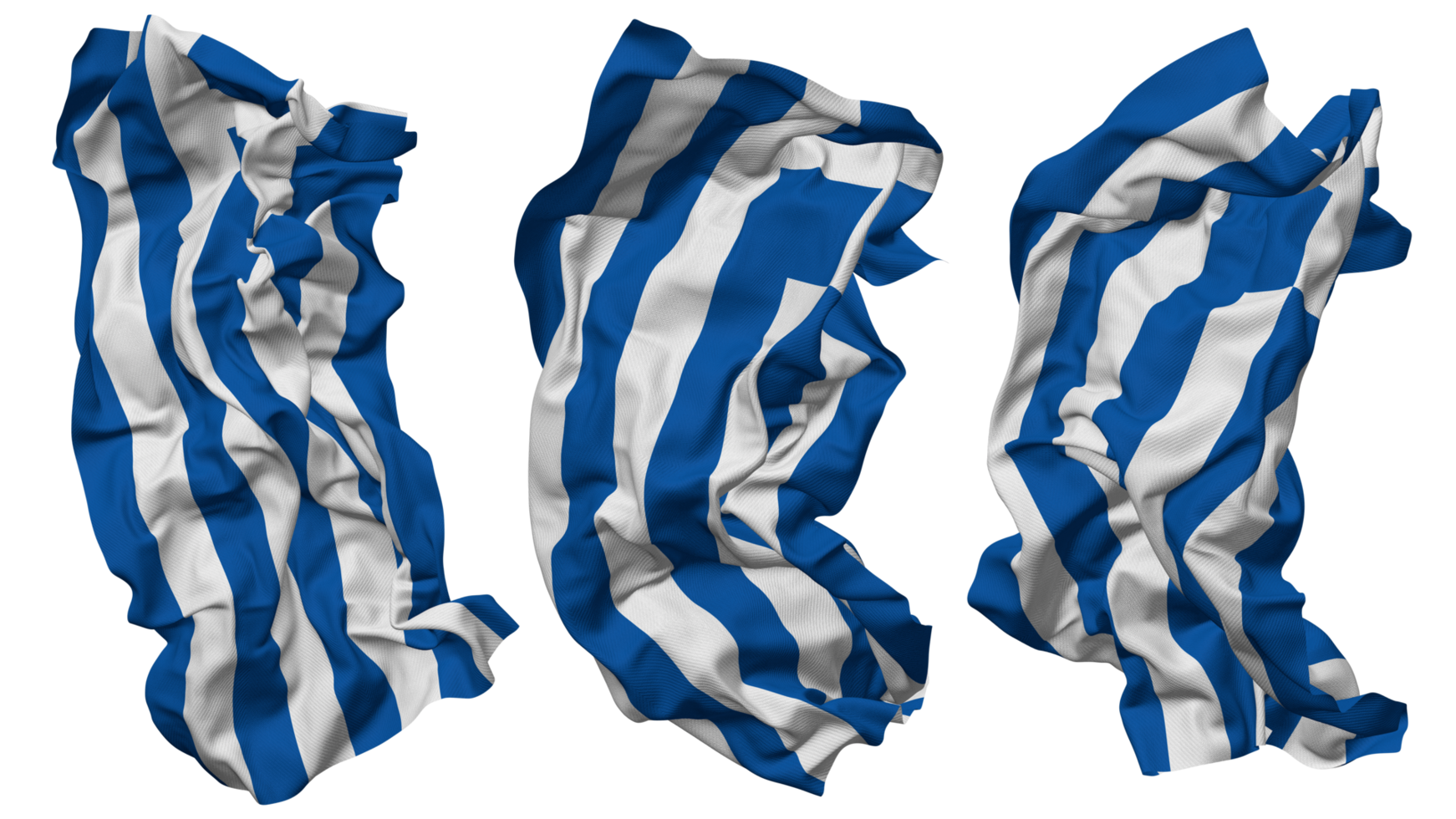 Greece Flag Waves Isolated in Different Styles with Bump Texture, 3D Rendering png