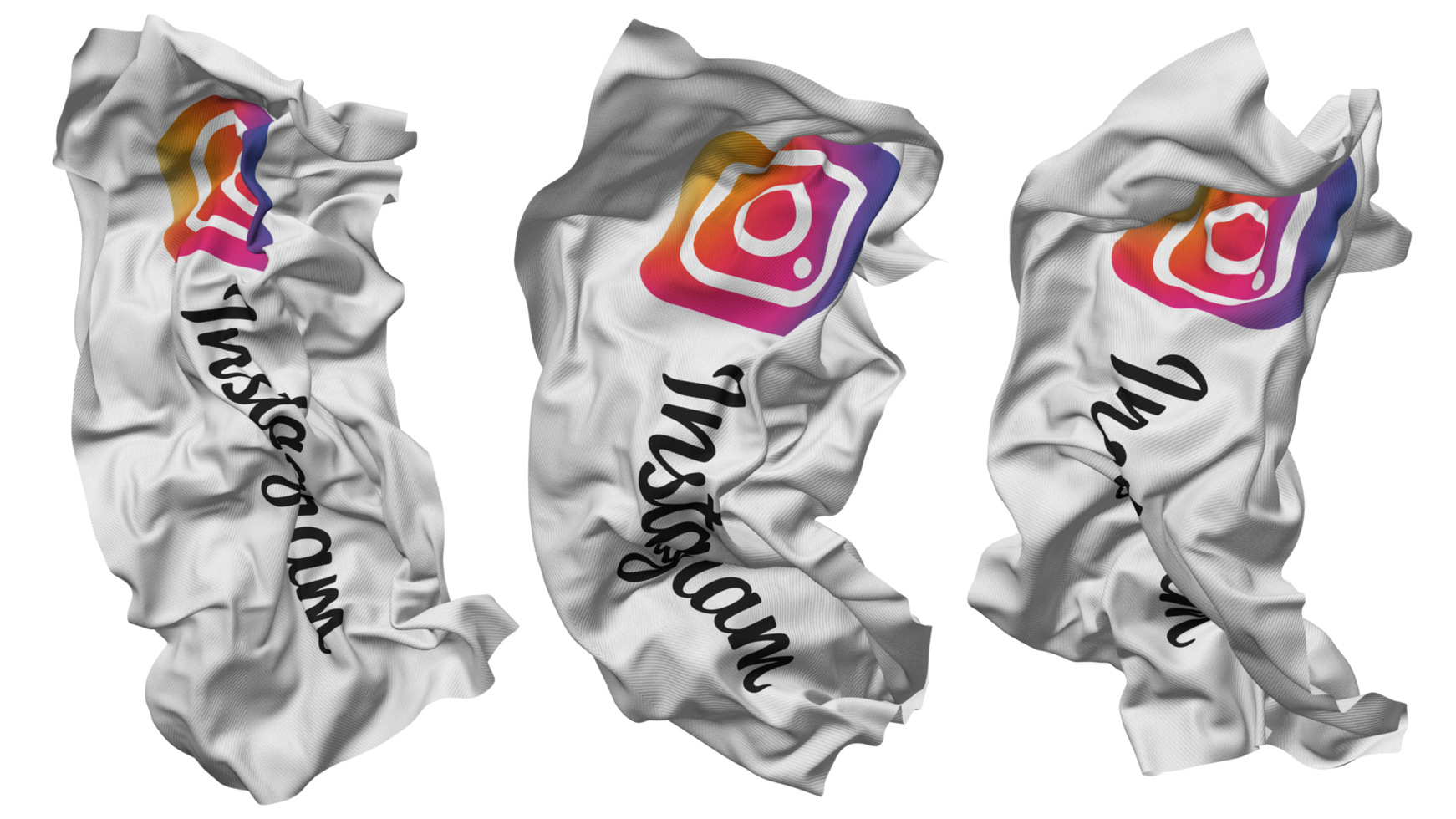 Instagram Flag Waves Isolated in Different Styles with Bump Texture, 3D Rendering png