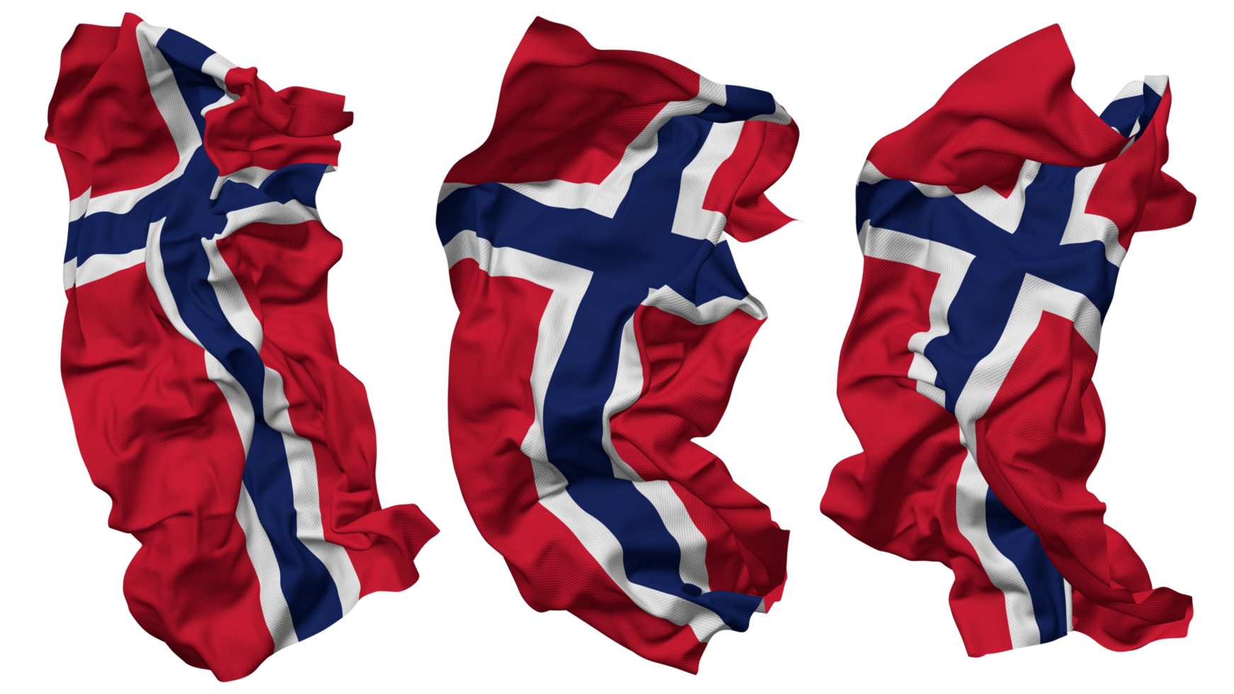 Norway Flag Waves Isolated in Different Styles with Bump Texture, 3D Rendering png