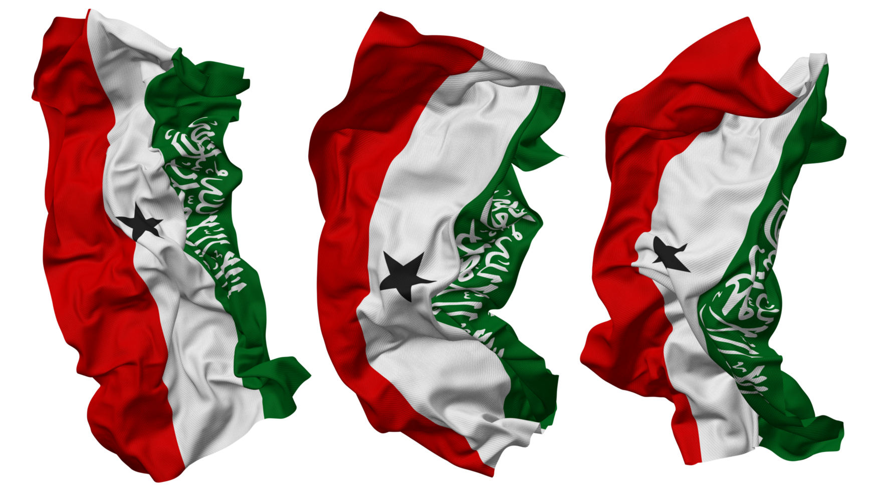 somaliland flagga vågor isolerat i annorlunda stilar med stöta textur, 3d tolkning png