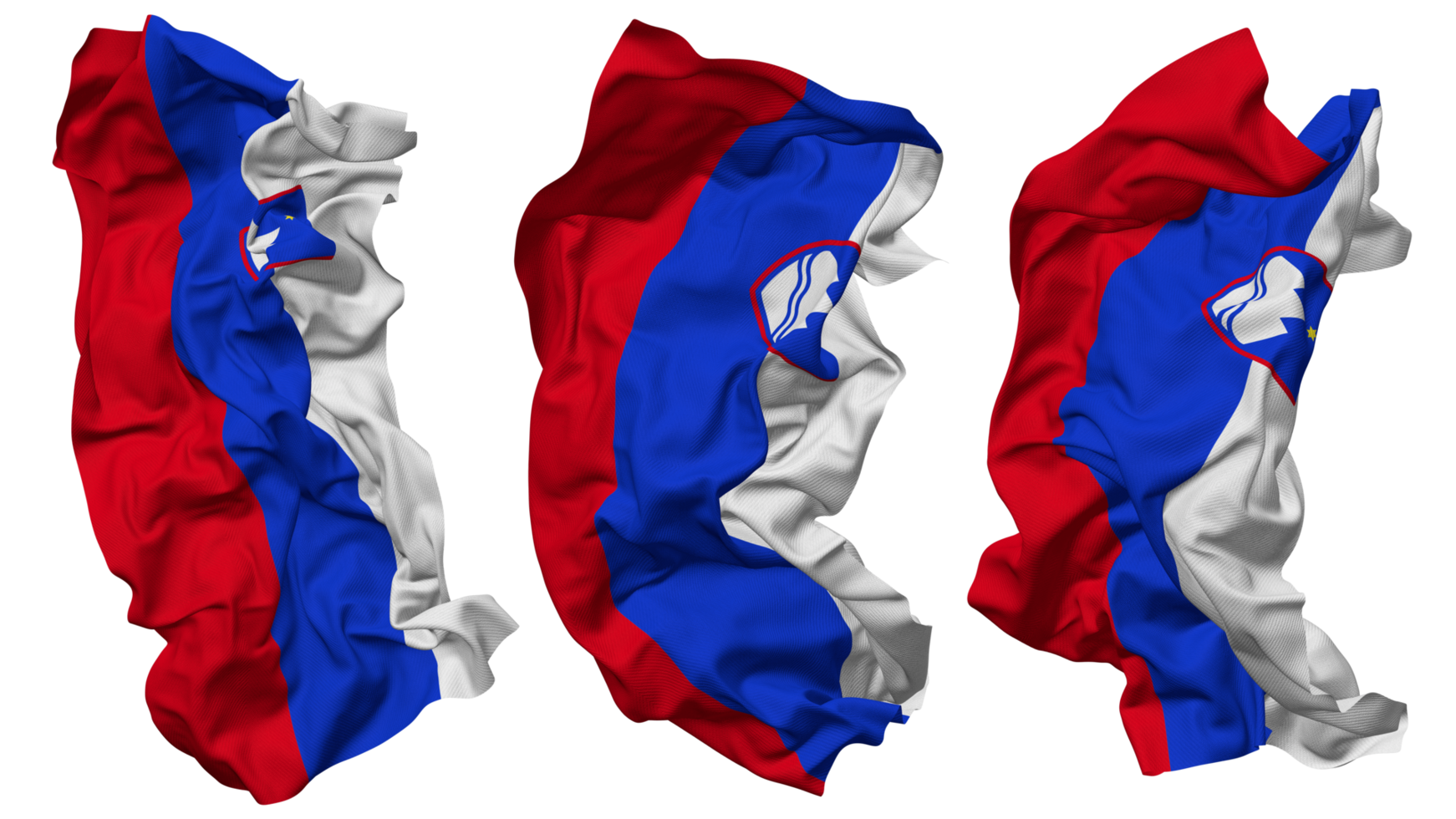 Slovenia Flag Waves Isolated in Different Styles with Bump Texture, 3D Rendering png