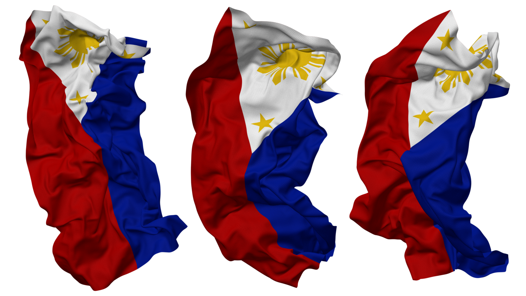 Philippines Flag Waves Isolated in Different Styles with Bump Texture, 3D Rendering png