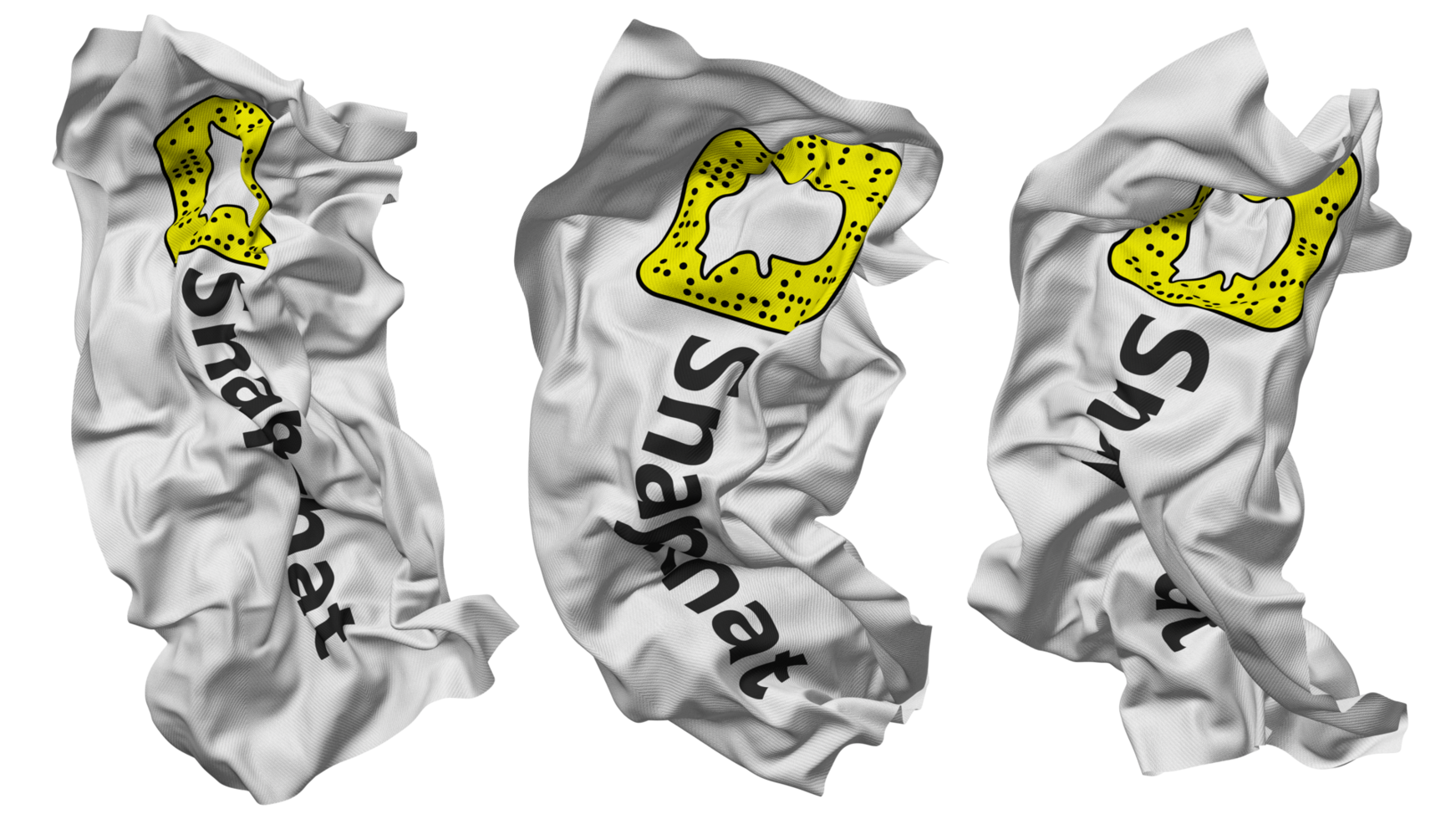 snapchat bandera olas aislado en diferente estilos con bache textura, 3d representación png
