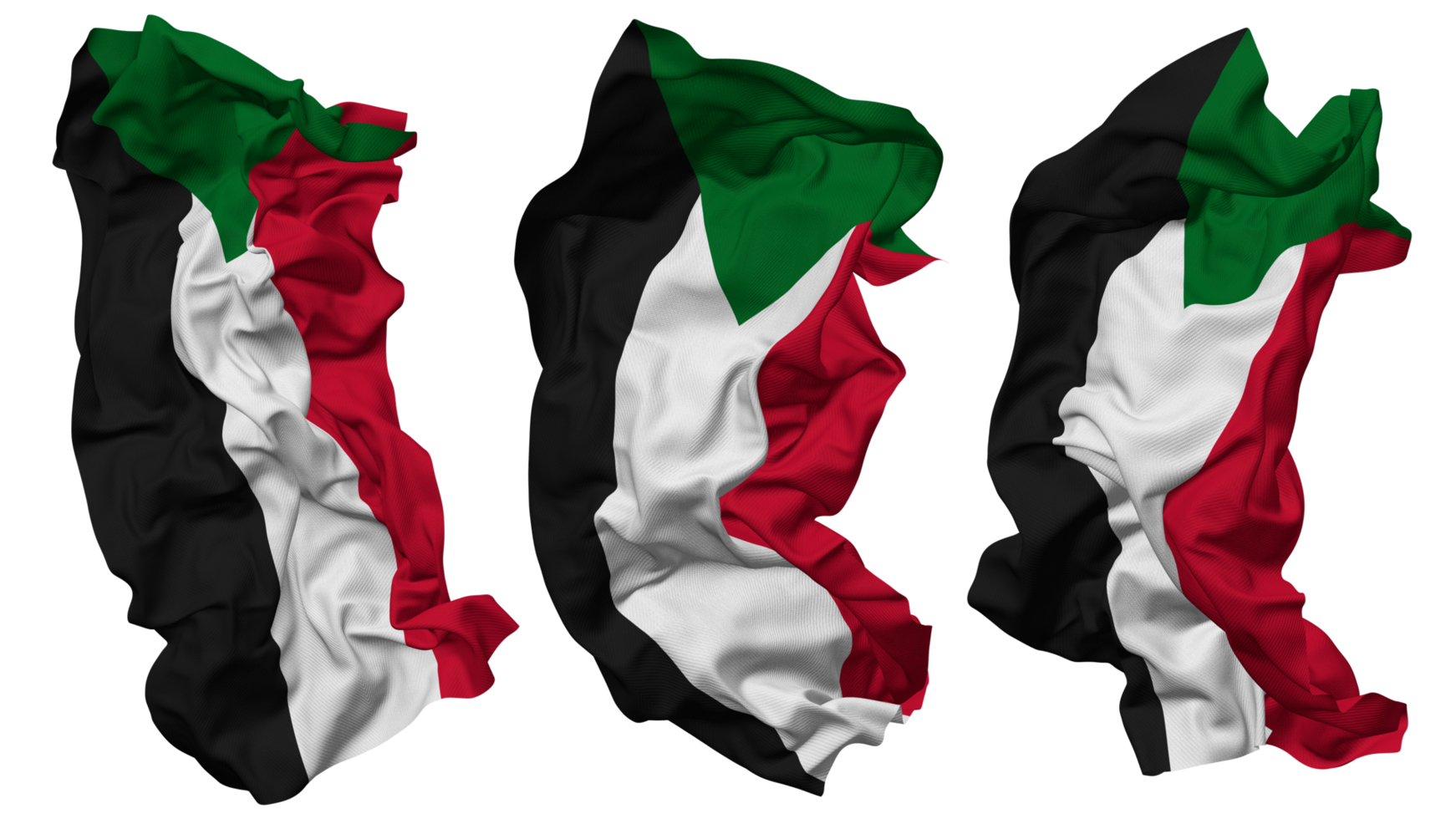 Sudan Flag Waves Isolated in Different Styles with Bump Texture, 3D Rendering png