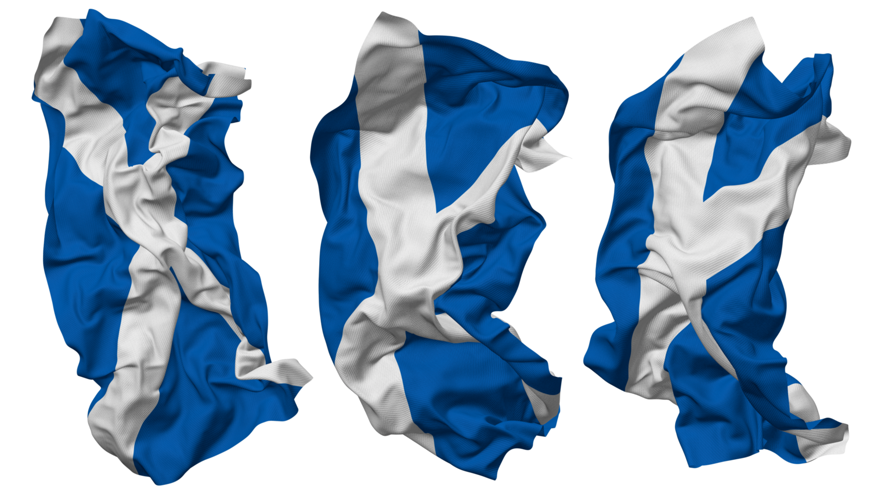 skottland flagga vågor isolerat i annorlunda stilar med stöta textur, 3d tolkning png