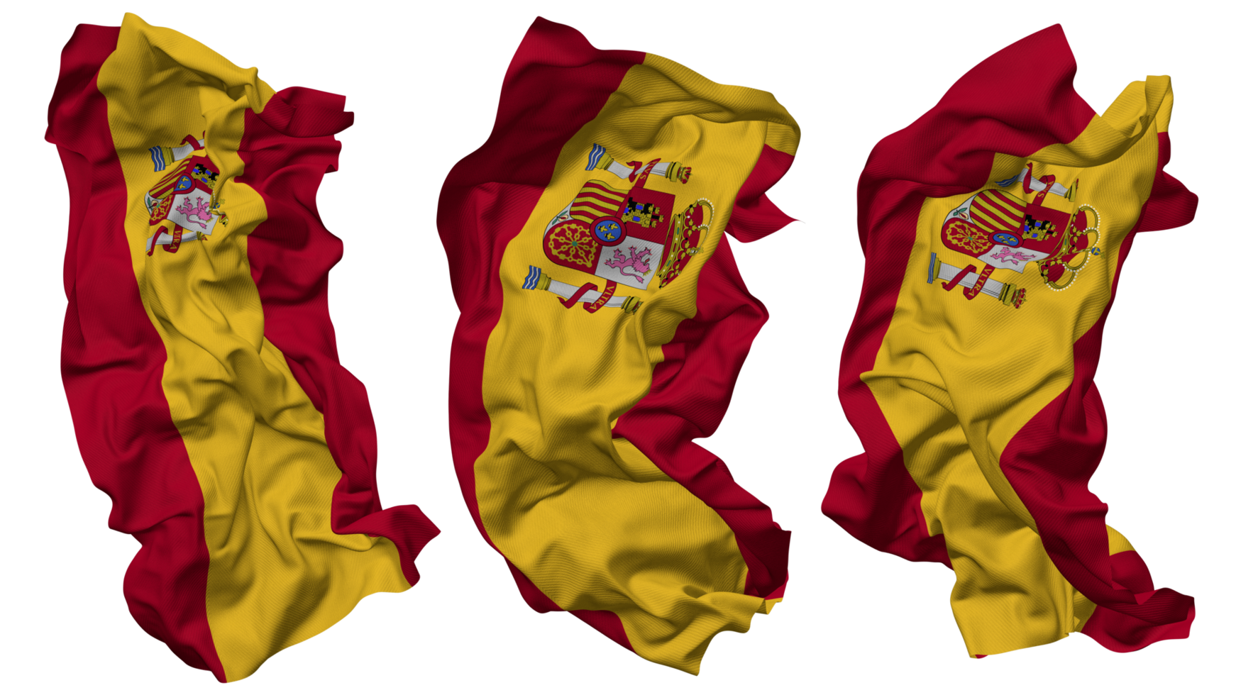 Spain Flag Waves Isolated in Different Styles with Bump Texture, 3D Rendering png