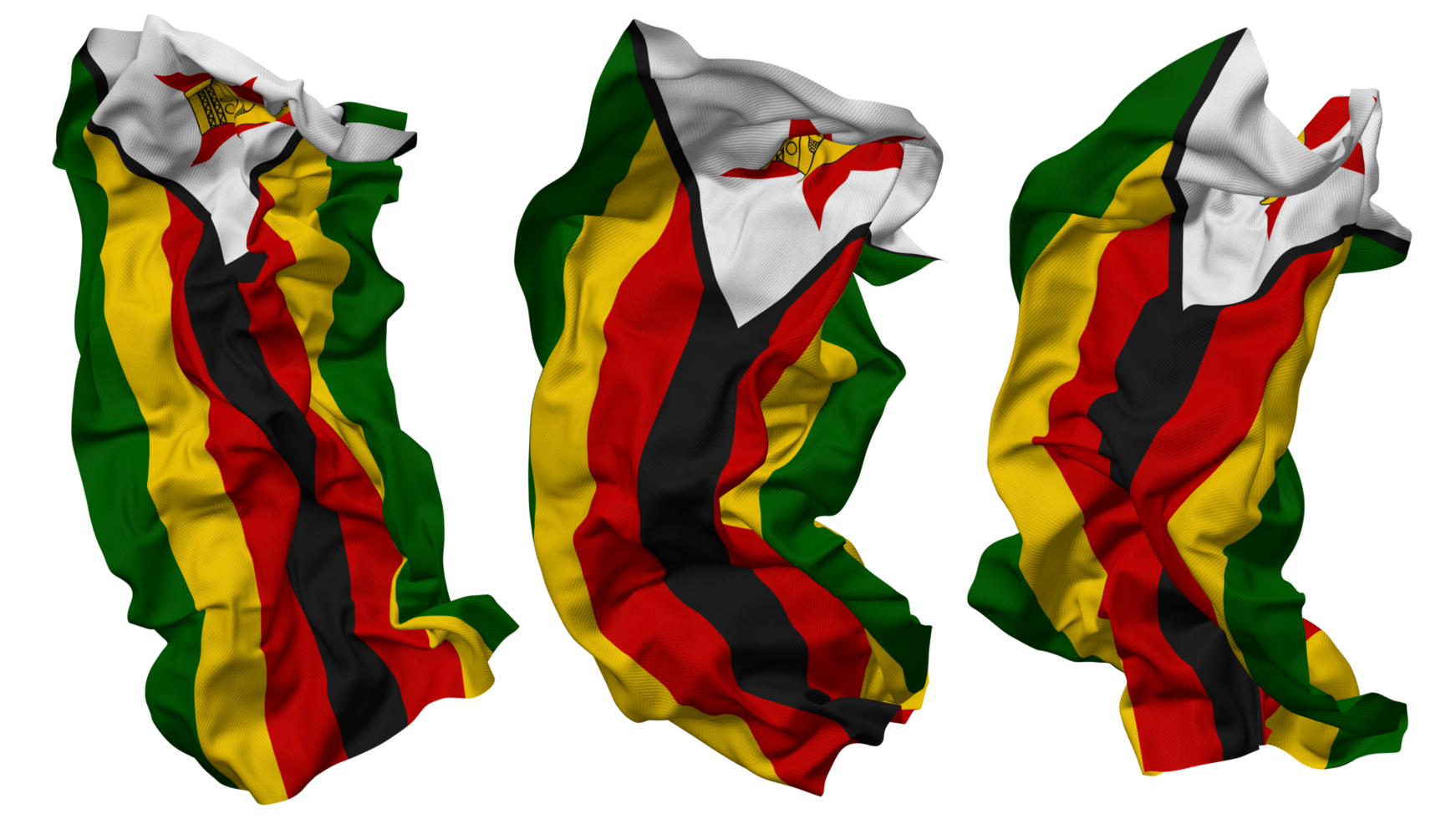 Zimbabwe Flag Waves Isolated in Different Styles with Bump Texture, 3D Rendering png