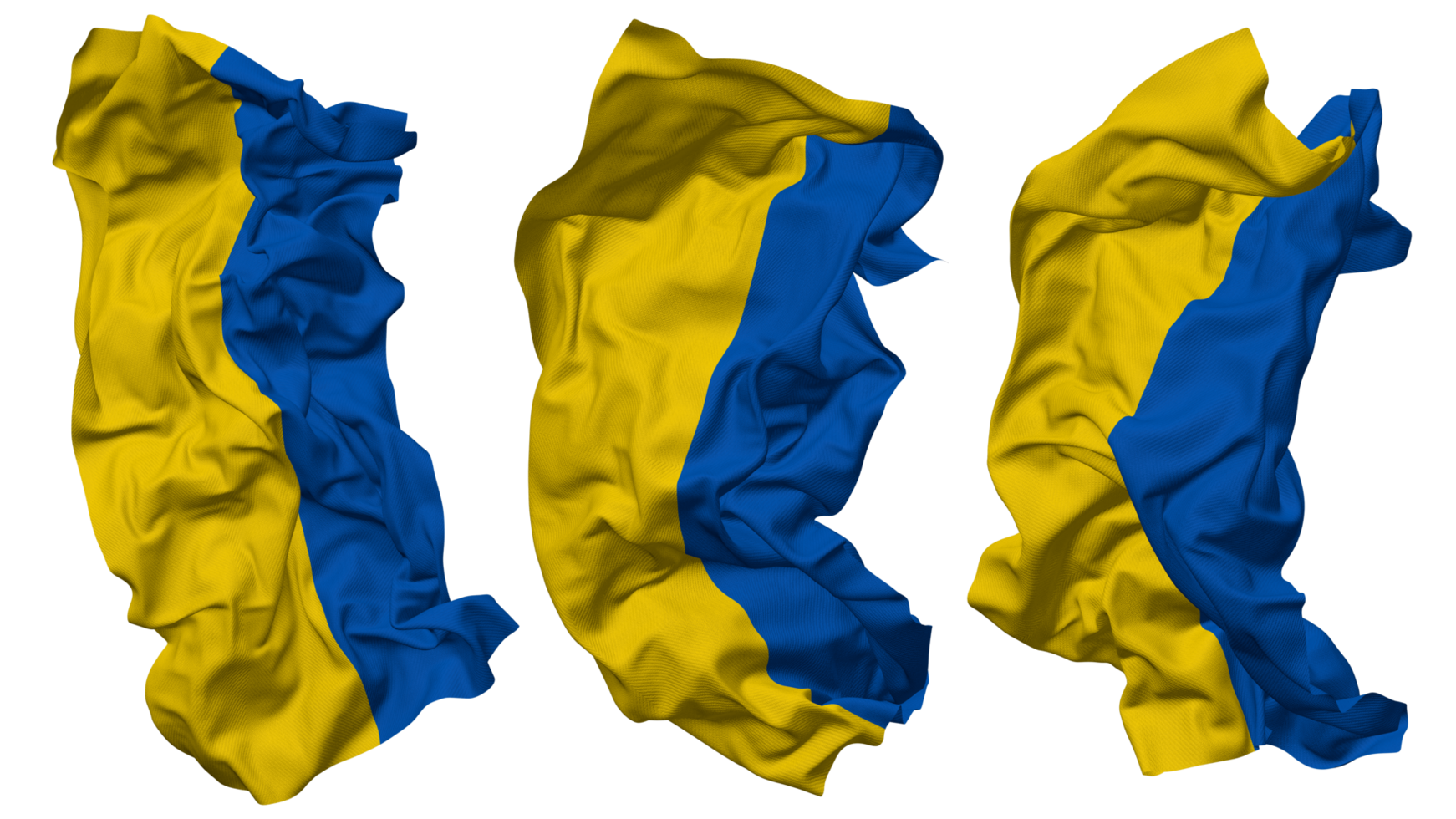 Ukraine drapeau vagues isolé dans différent modes avec bosse texture, 3d le rendu png