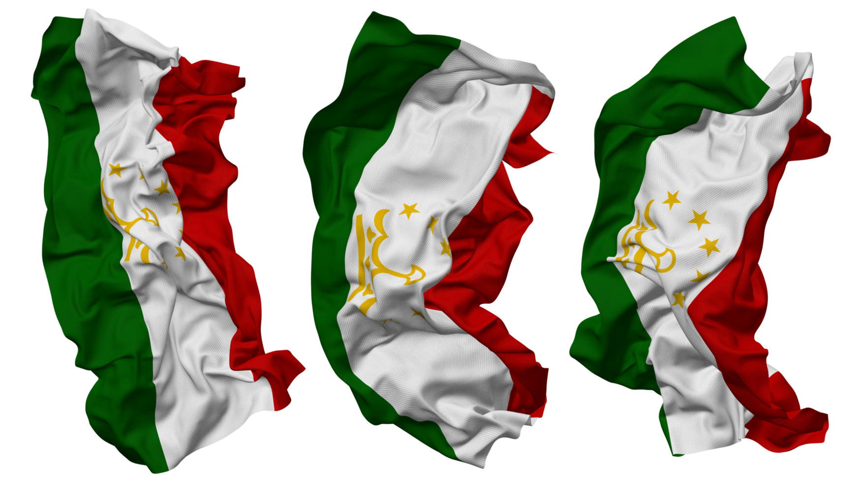 Tajikistan Flag Waves Isolated in Different Styles with Bump Texture, 3D Rendering png