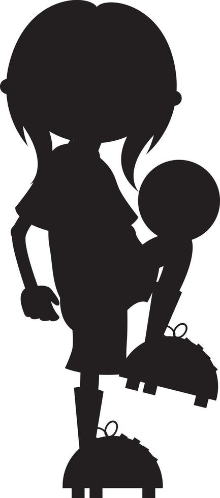 Cartoon Girl Soccer Football Player in Silhouette - Sports Illustration vector