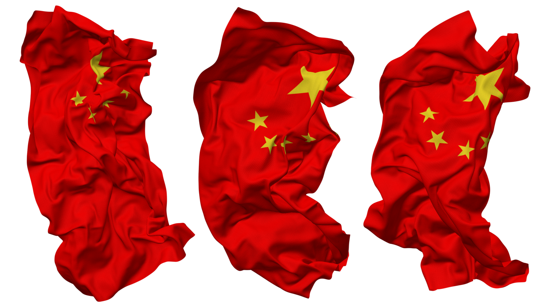 China Flag Waves Isolated in Different Styles with Bump Texture, 3D Rendering png