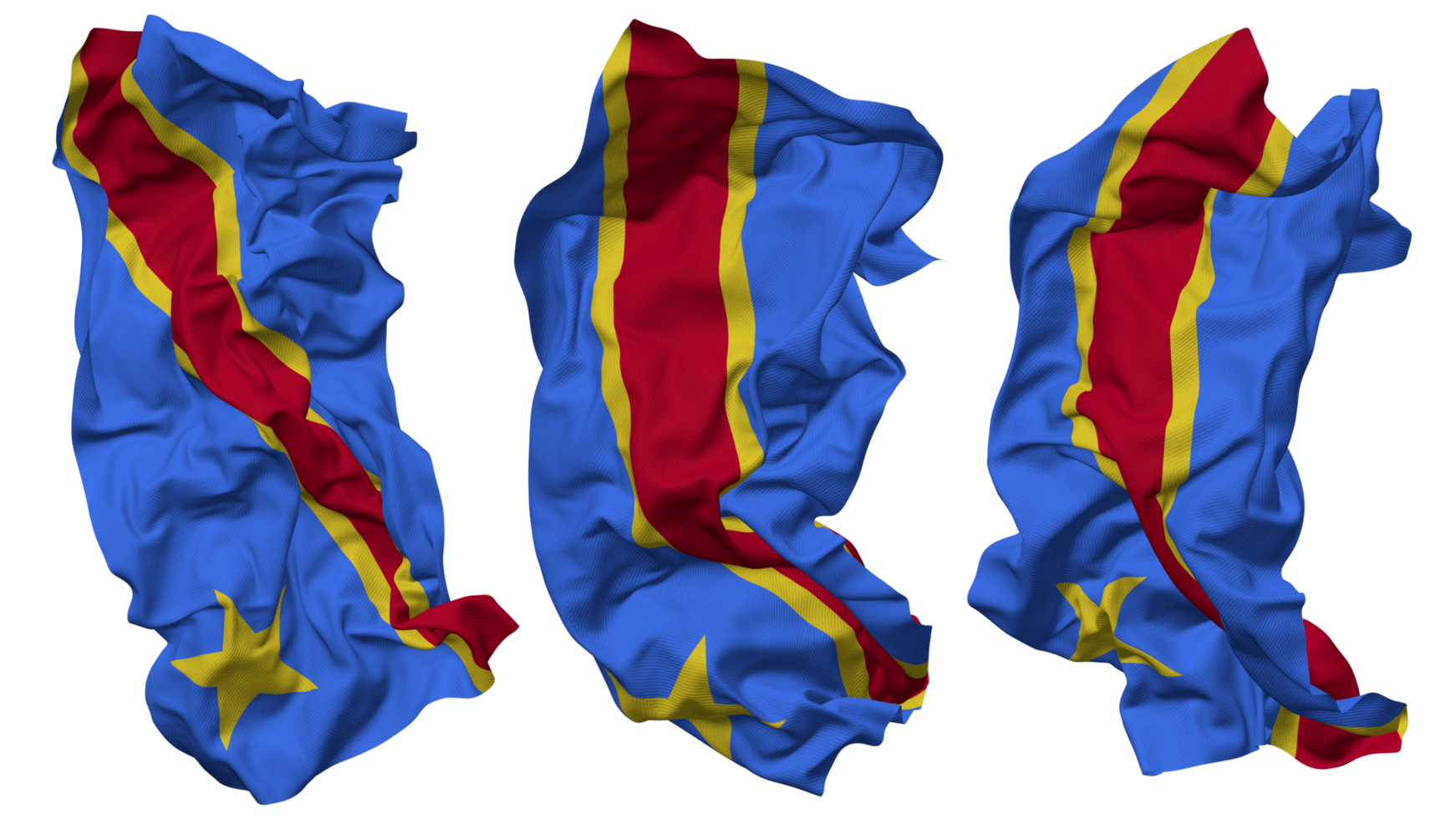 Republic of the Congo Flag Waves Isolated in Different Styles with Bump Texture, 3D Rendering png