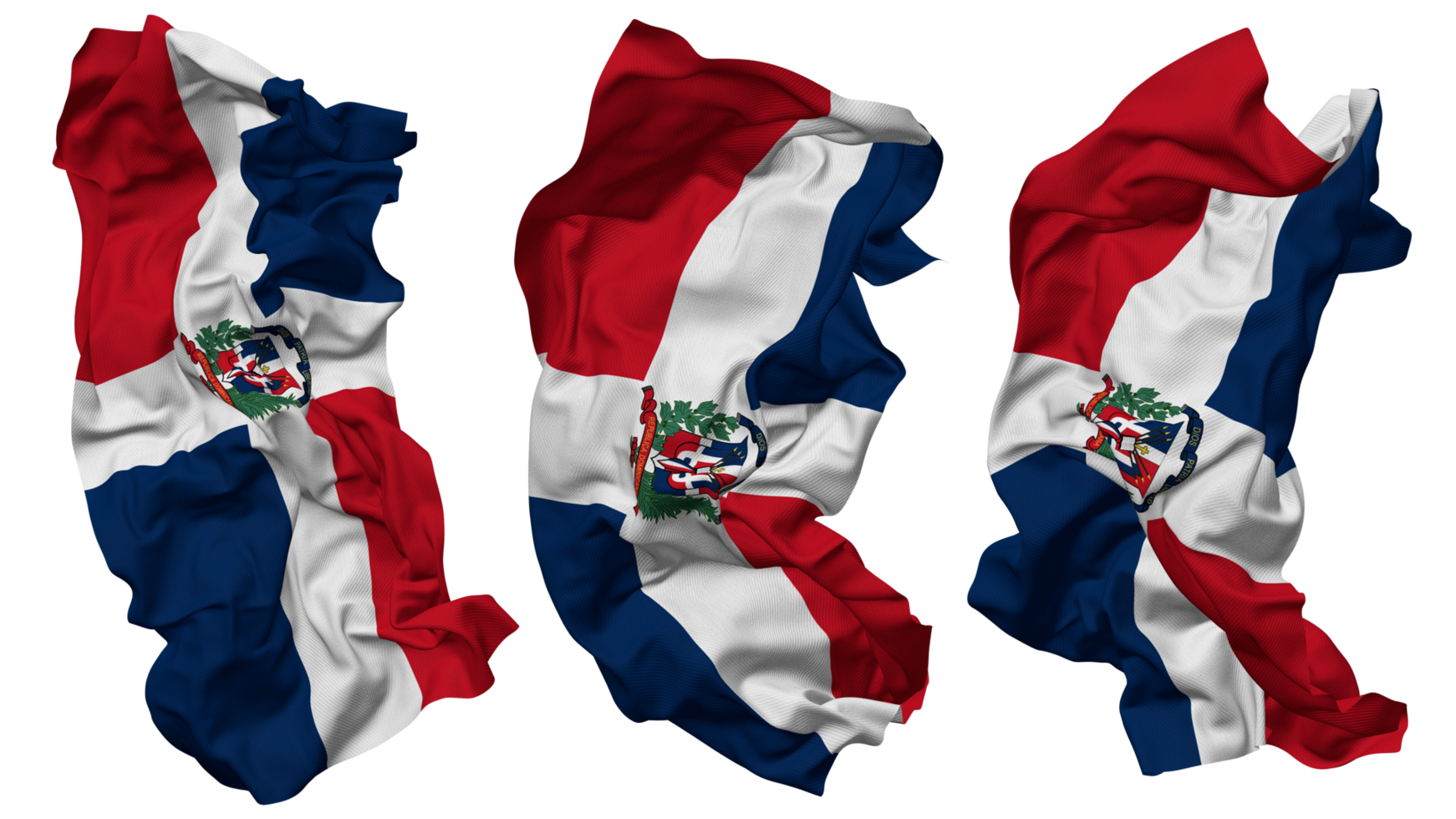 dominicano república bandeira ondas isolado dentro diferente estilos com colisão textura, 3d Renderização png