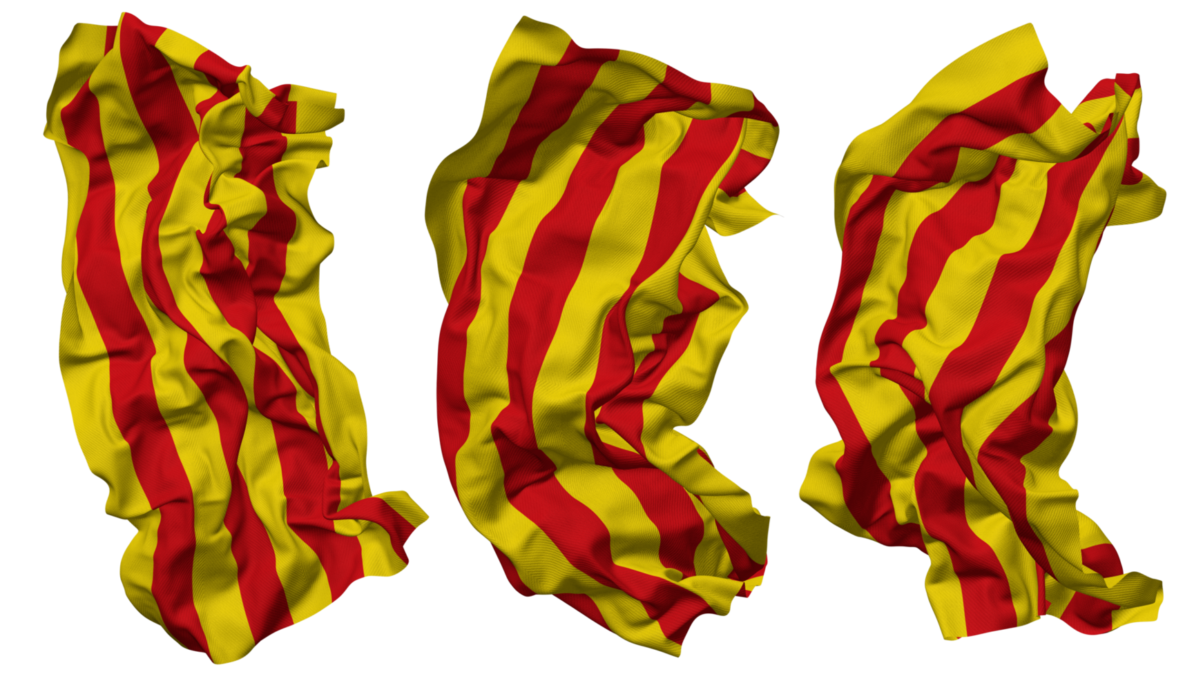 Catalonia Flag Waves Isolated in Different Styles with Bump Texture, 3D Rendering png