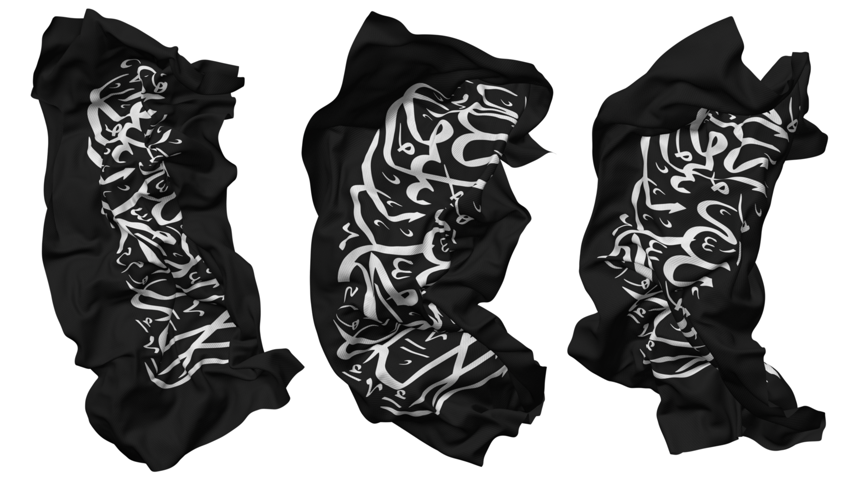 islamico bandiera onde isolato nel diverso stili con urto struttura, 3d interpretazione png