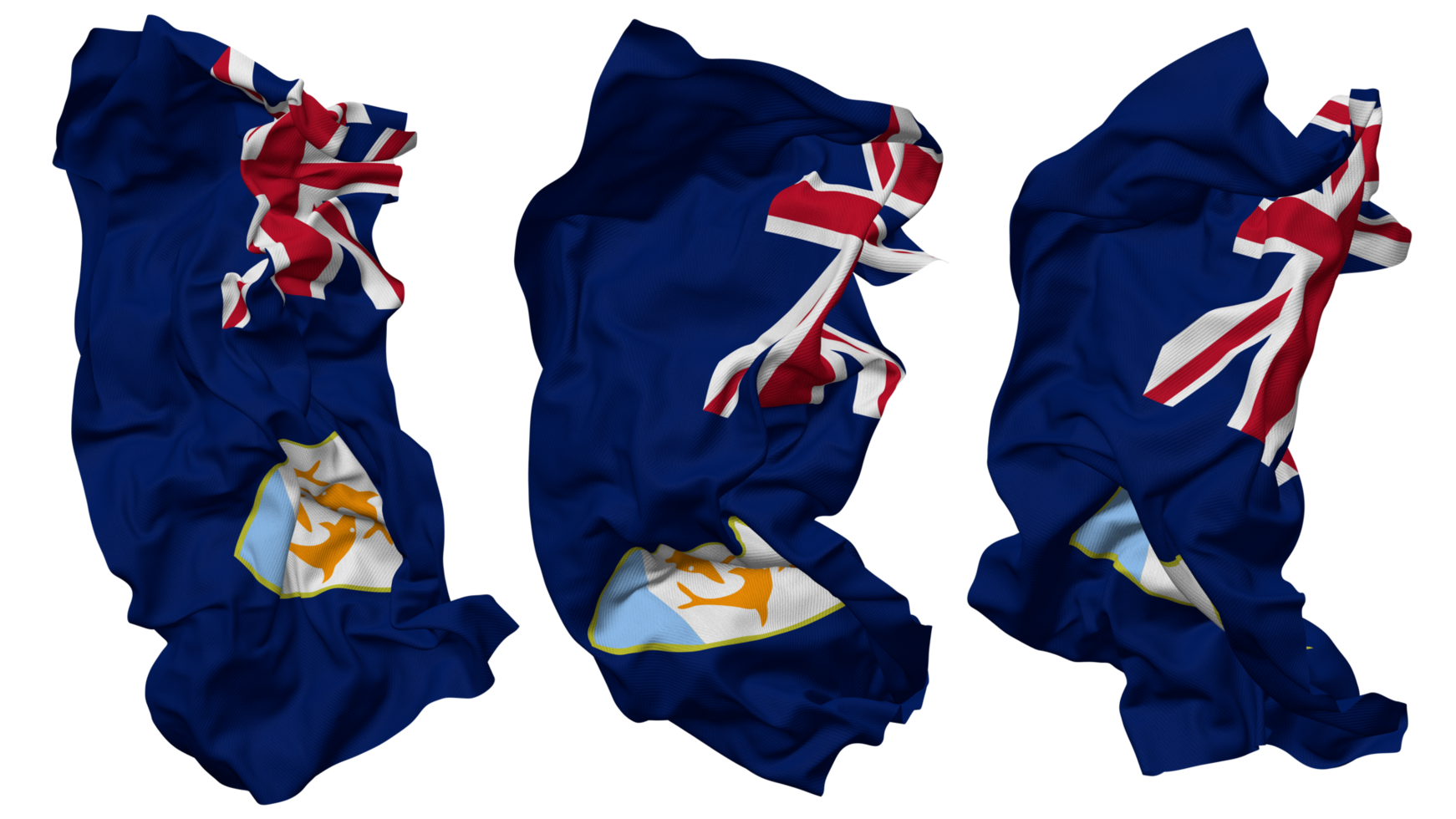 Anguilla Flagge Wellen isoliert im anders Stile mit stoßen Textur, 3d Rendern png