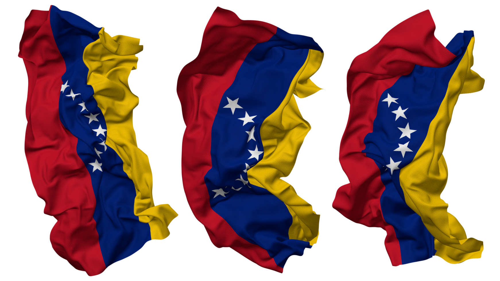 bolivarien république de Venezuela drapeau vagues isolé dans différent modes avec bosse texture, 3d le rendu png