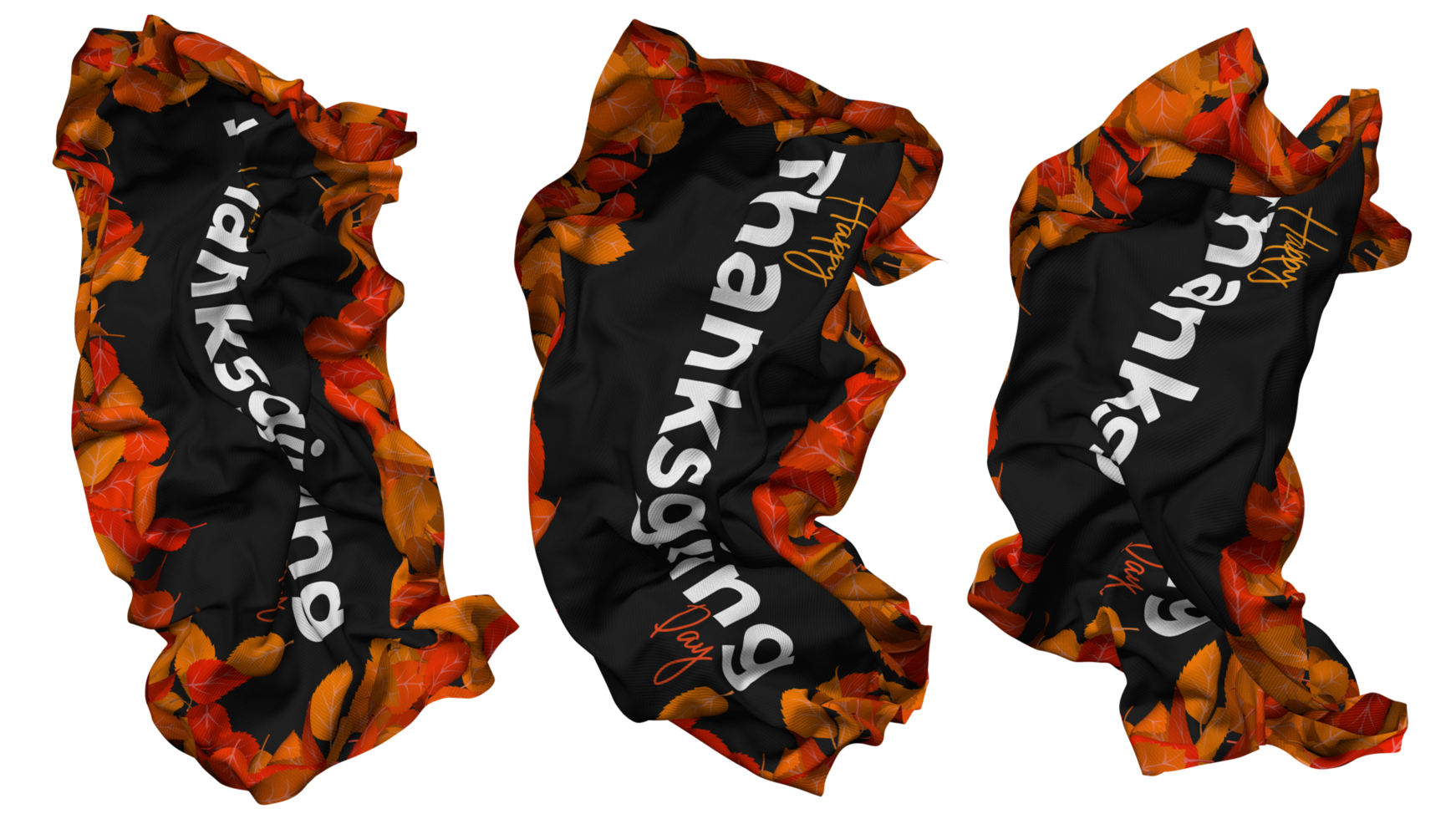 Thanksgiving Day Flag Waves Isolated in Different Styles with Bump Texture, 3D Rendering png