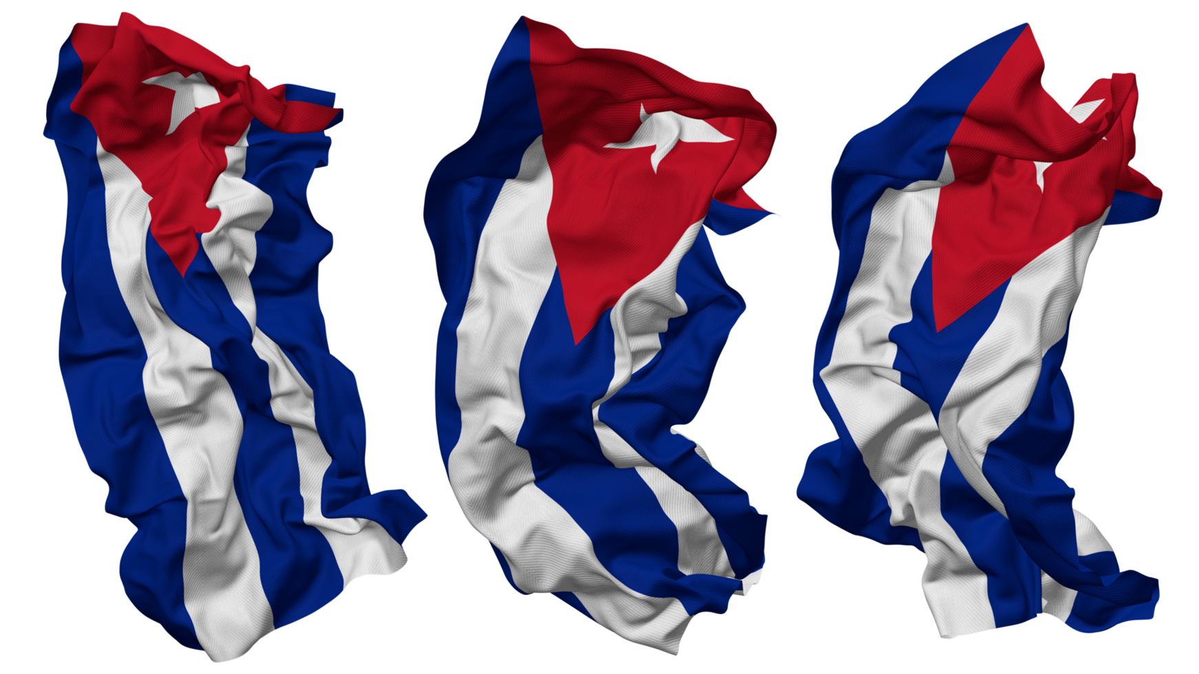 Cuba Flag Waves Isolated in Different Styles with Bump Texture, 3D Rendering png