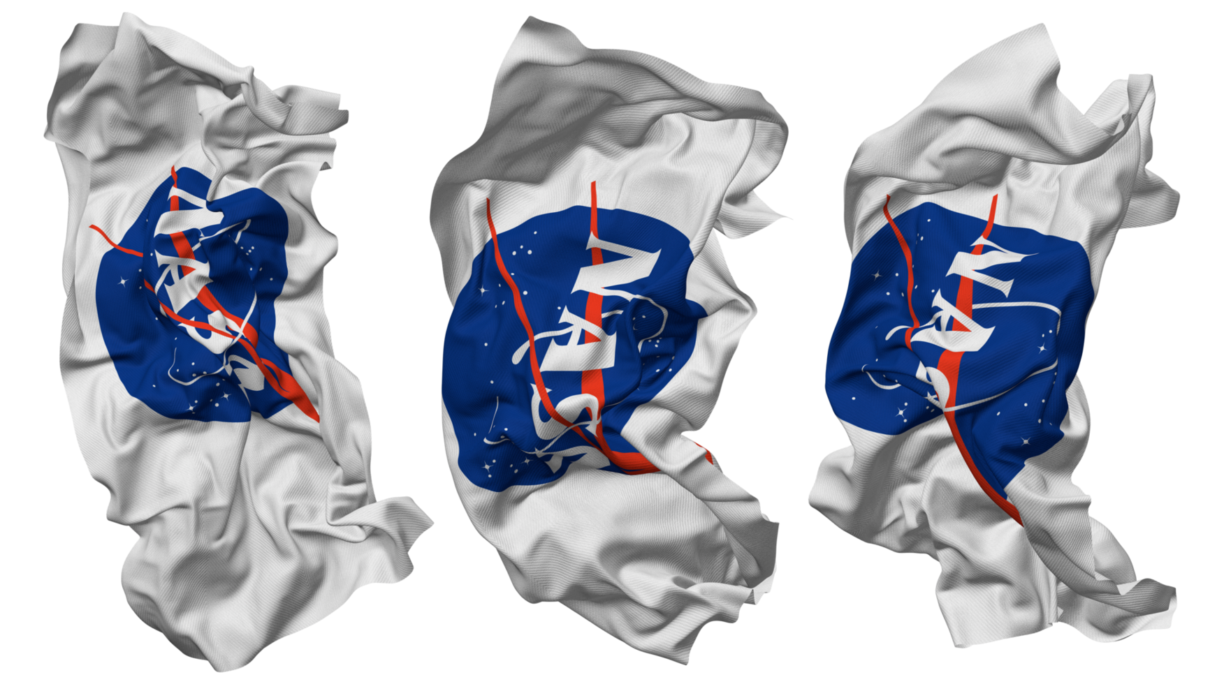 National Aeronautics and Space Administration Flag Waves Isolated in Different Styles with Bump Texture, 3D Rendering png