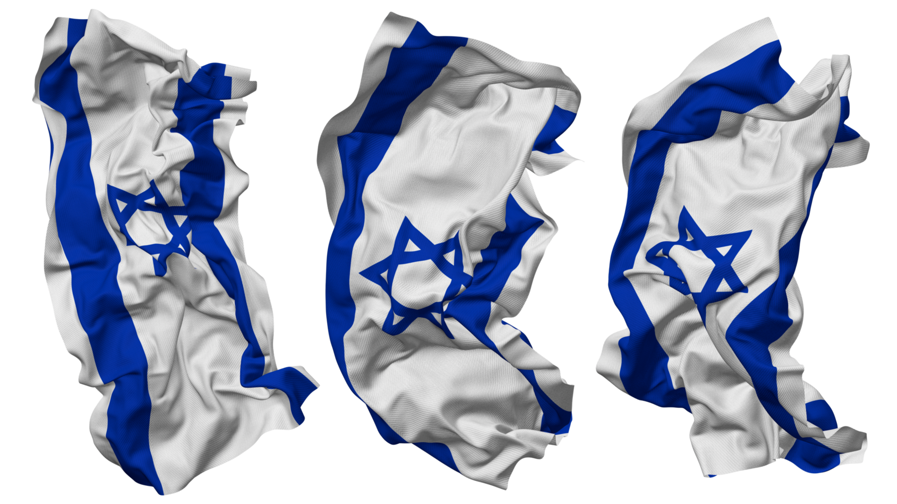 Israel Flag Waves Isolated in Different Styles with Bump Texture, 3D Rendering png