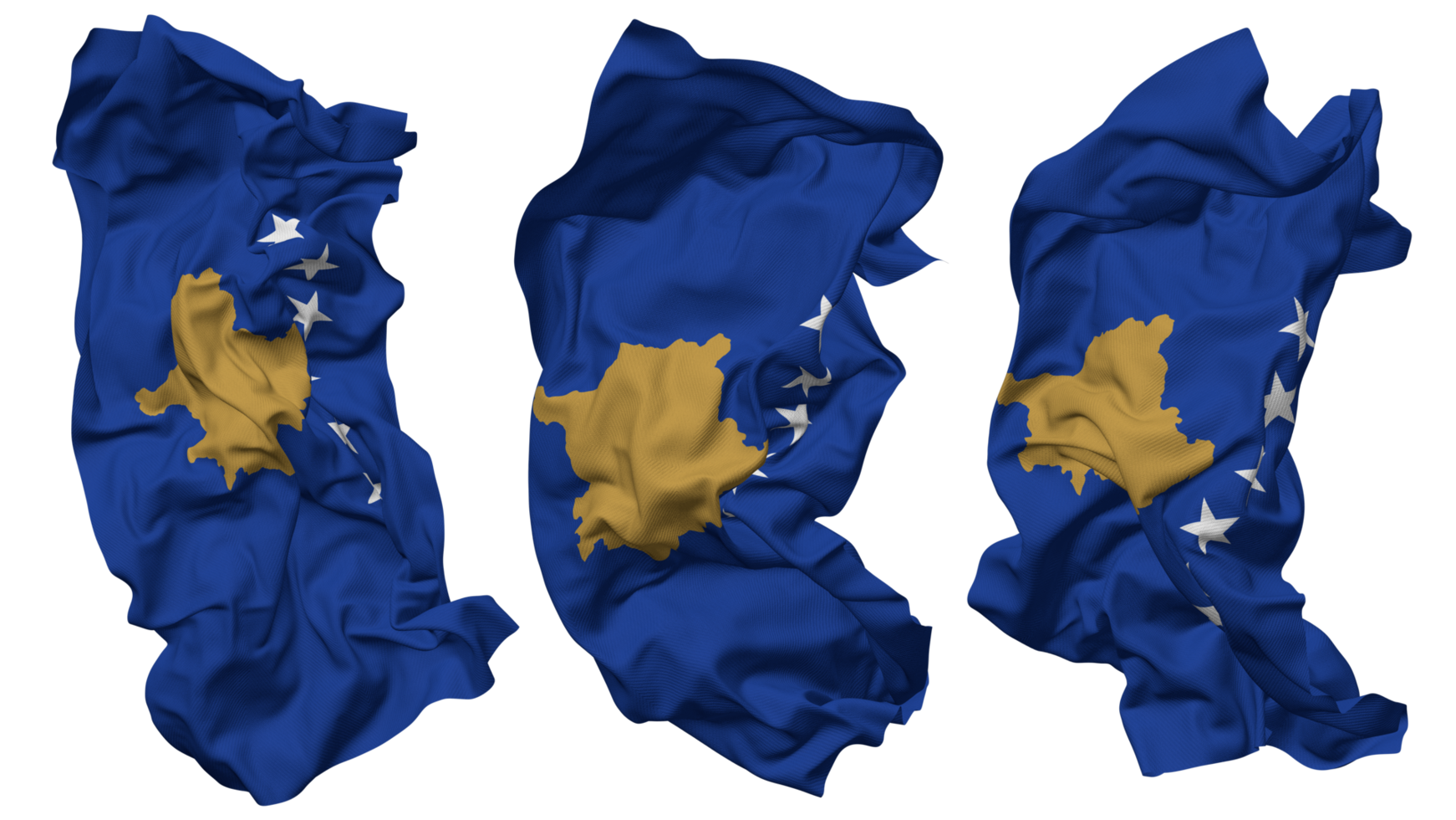 Kosovo Flag Waves Isolated in Different Styles with Bump Texture, 3D Rendering png