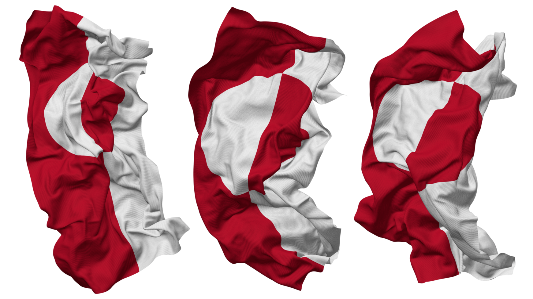 Groenlandia bandera olas aislado en diferente estilos con bache textura, 3d representación png