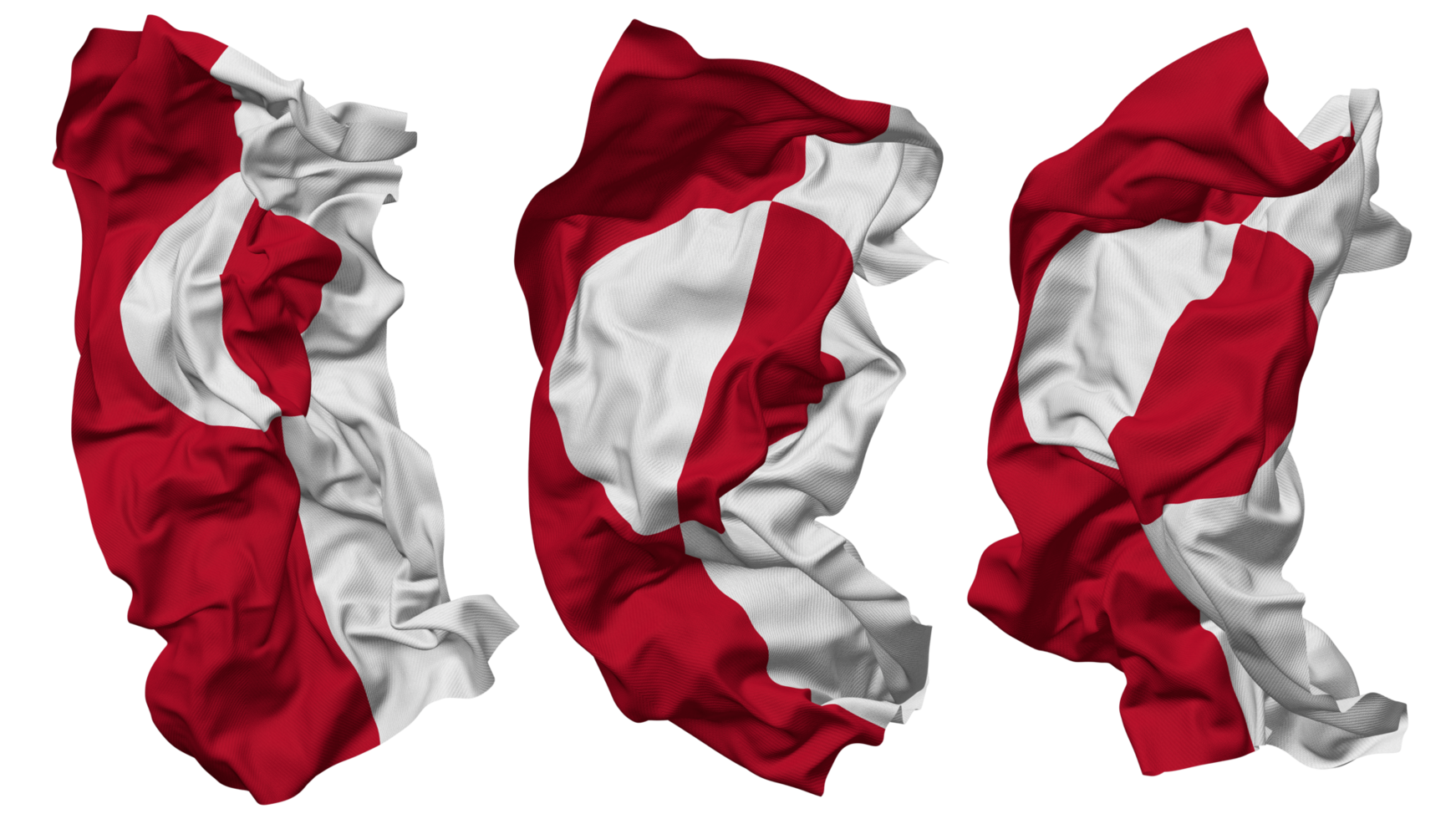 Greenland Flag Waves Isolated in Different Styles with Bump Texture, 3D Rendering png