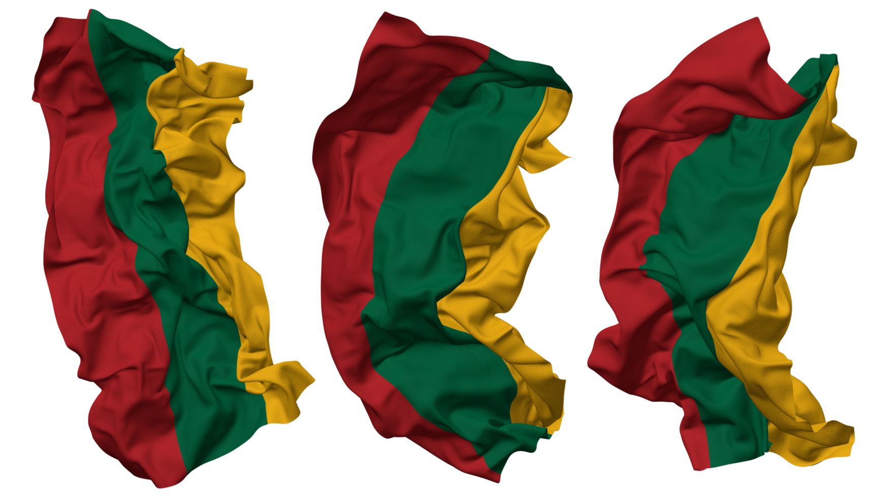 Lithuania Flag Waves Isolated in Different Styles with Bump Texture, 3D Rendering png