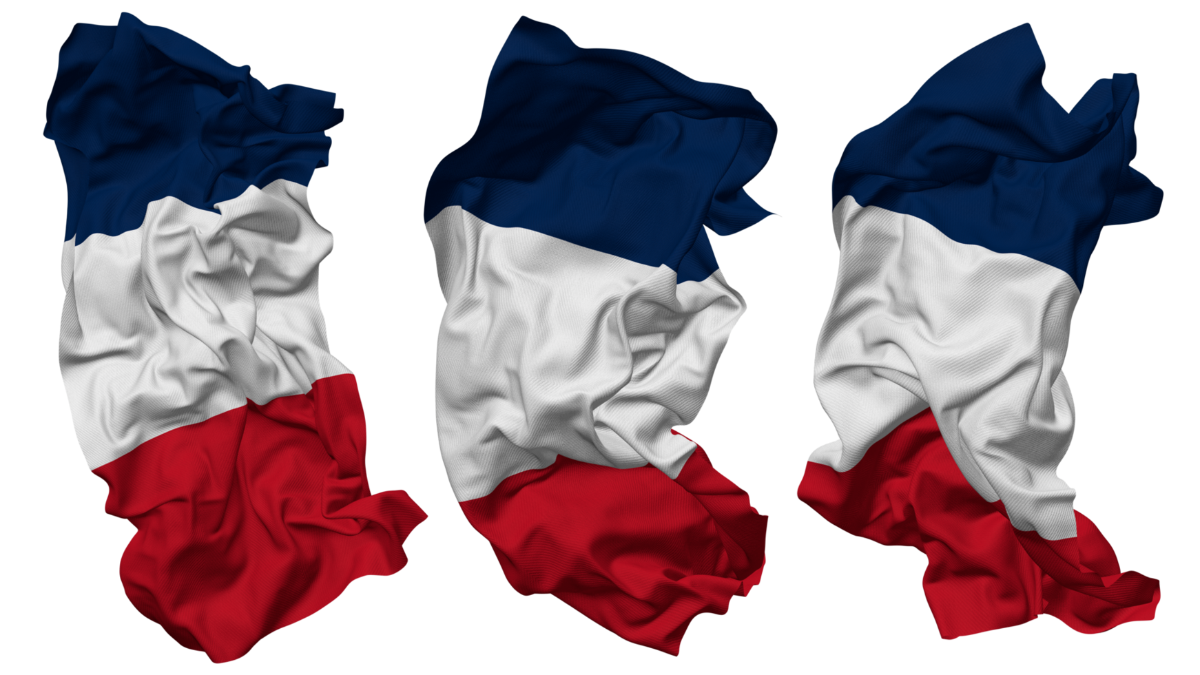 France Flag Waves Isolated in Different Styles with Bump Texture, 3D Rendering png