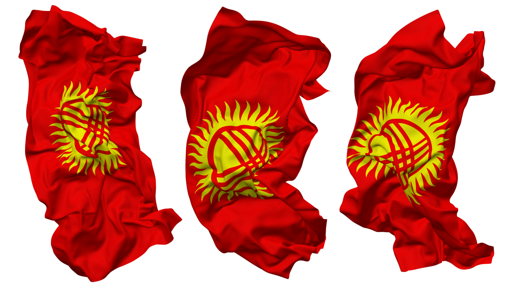 Kyrgyzstan Flag Waves Isolated in Different Styles with Bump Texture, 3D Rendering png