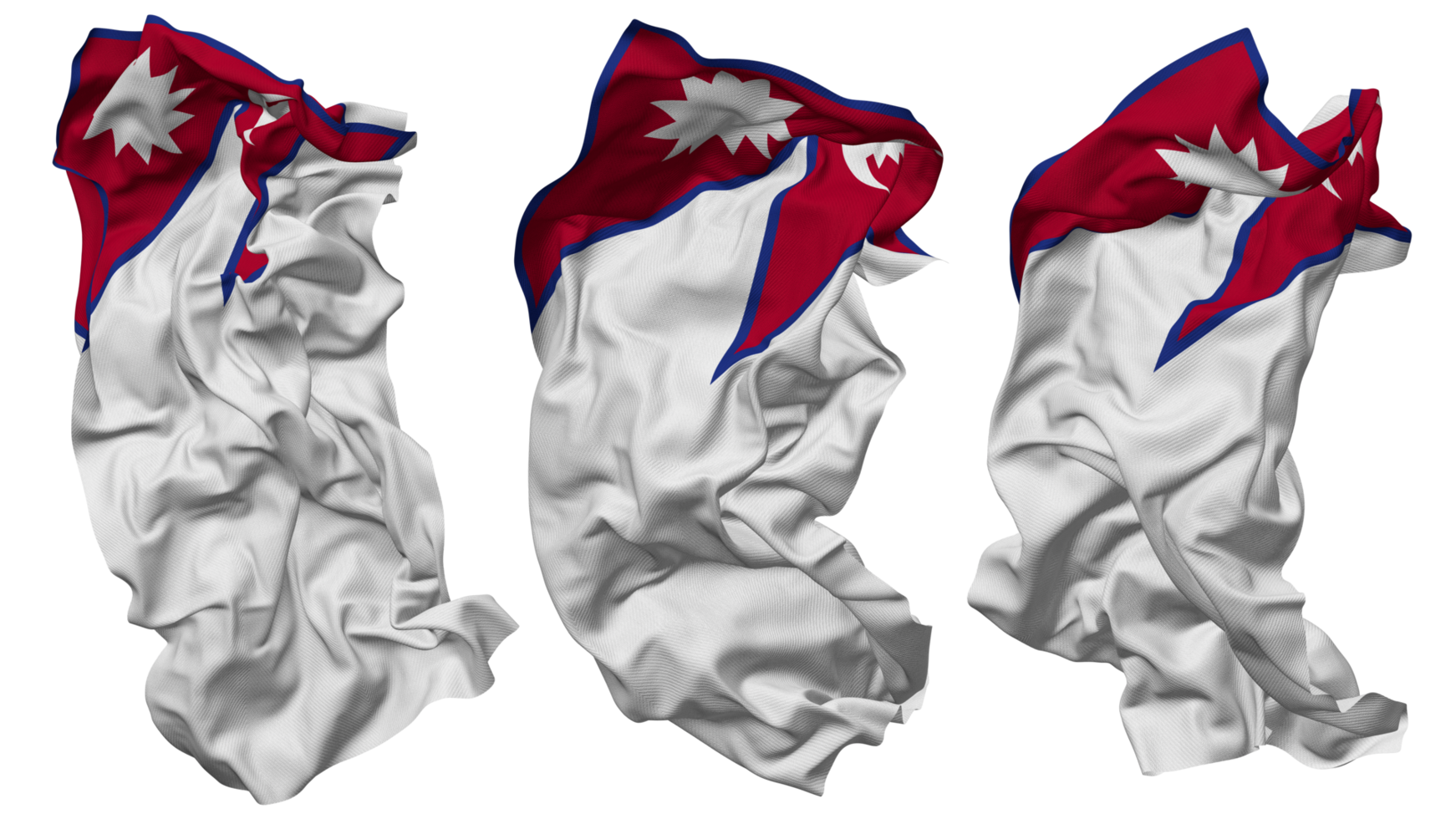 Nepal Flag Waves Isolated in Different Styles with Bump Texture, 3D Rendering png