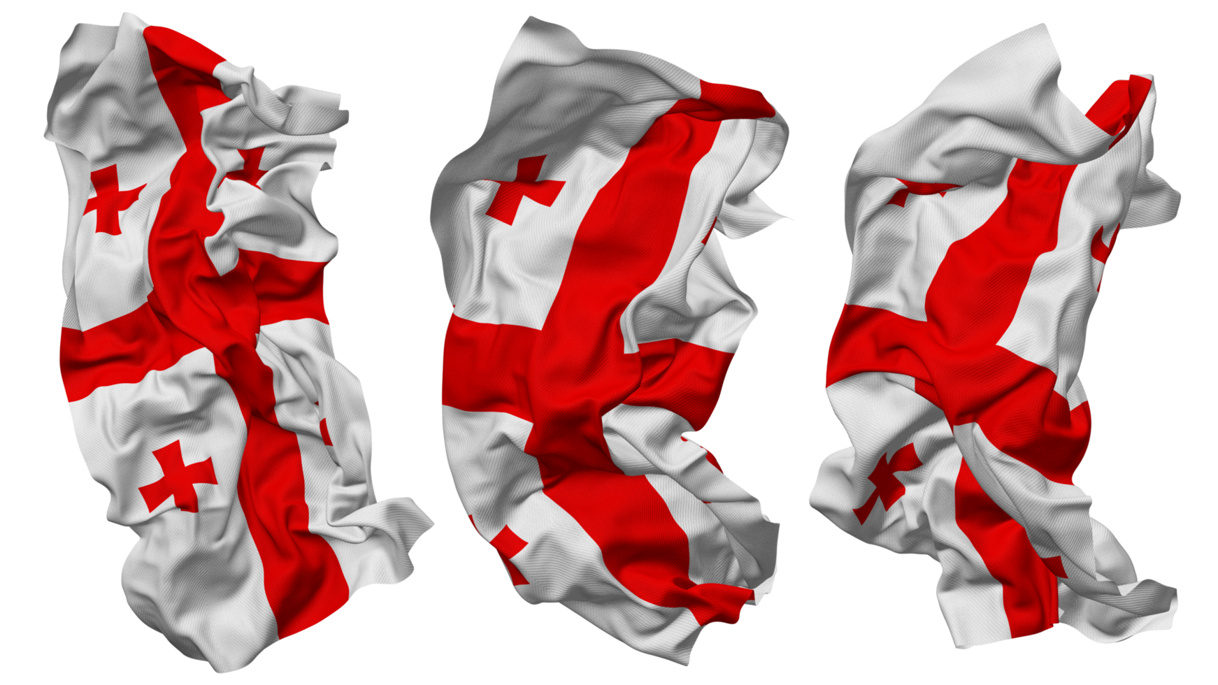 Georgia Flag Waves Isolated in Different Styles with Bump Texture, 3D Rendering png