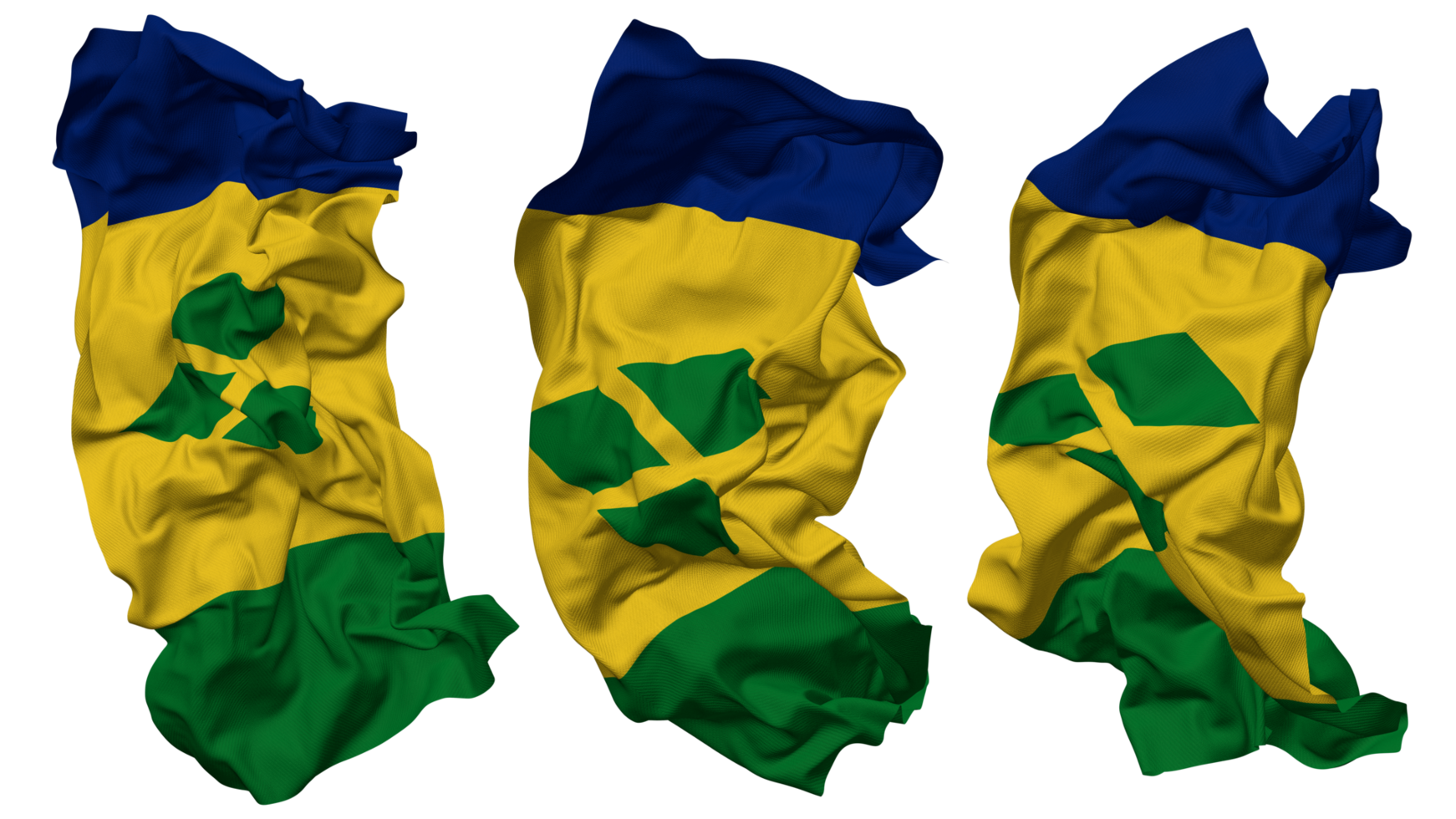 Saint Vincent and the Grenadines Flag Waves Isolated in Different Styles with Bump Texture, 3D Rendering png