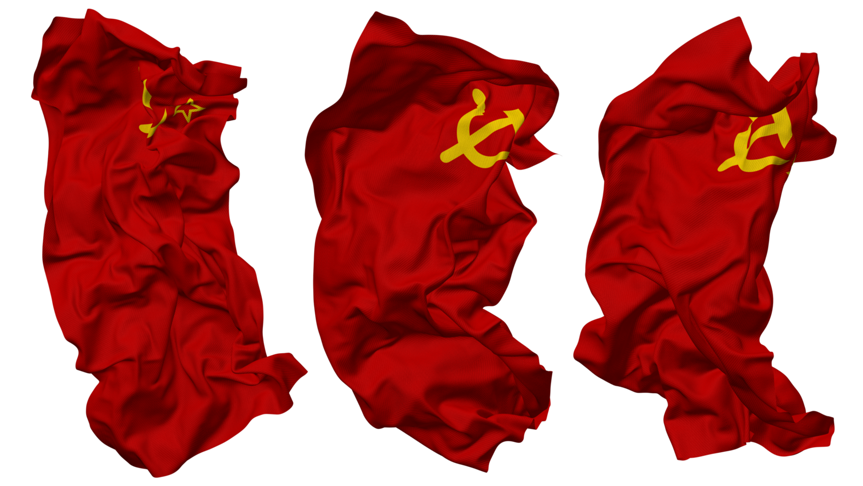 Soviet Union Flag Waves Isolated in Different Styles with Bump Texture, 3D Rendering png