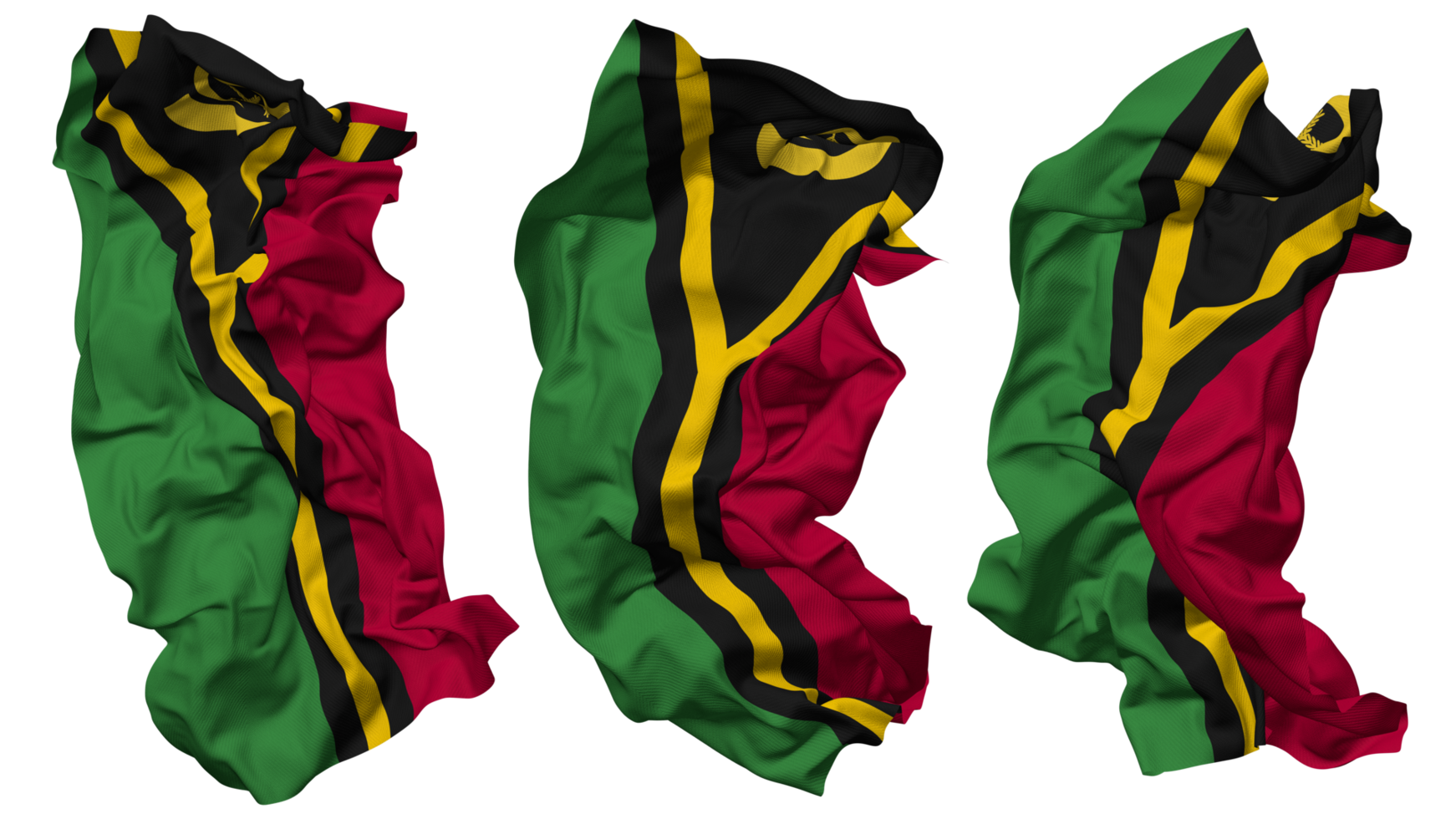 Vanuatu Flag Waves Isolated in Different Styles with Bump Texture, 3D Rendering png