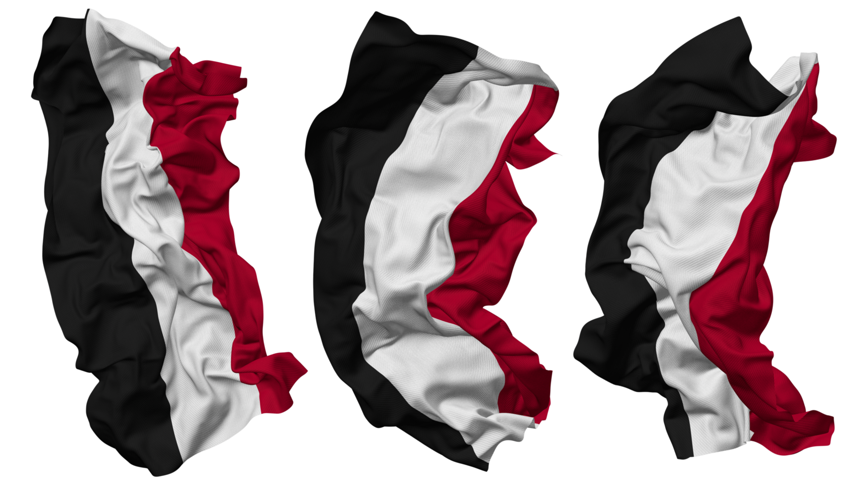 Yemen Flag Waves Isolated in Different Styles with Bump Texture, 3D Rendering png