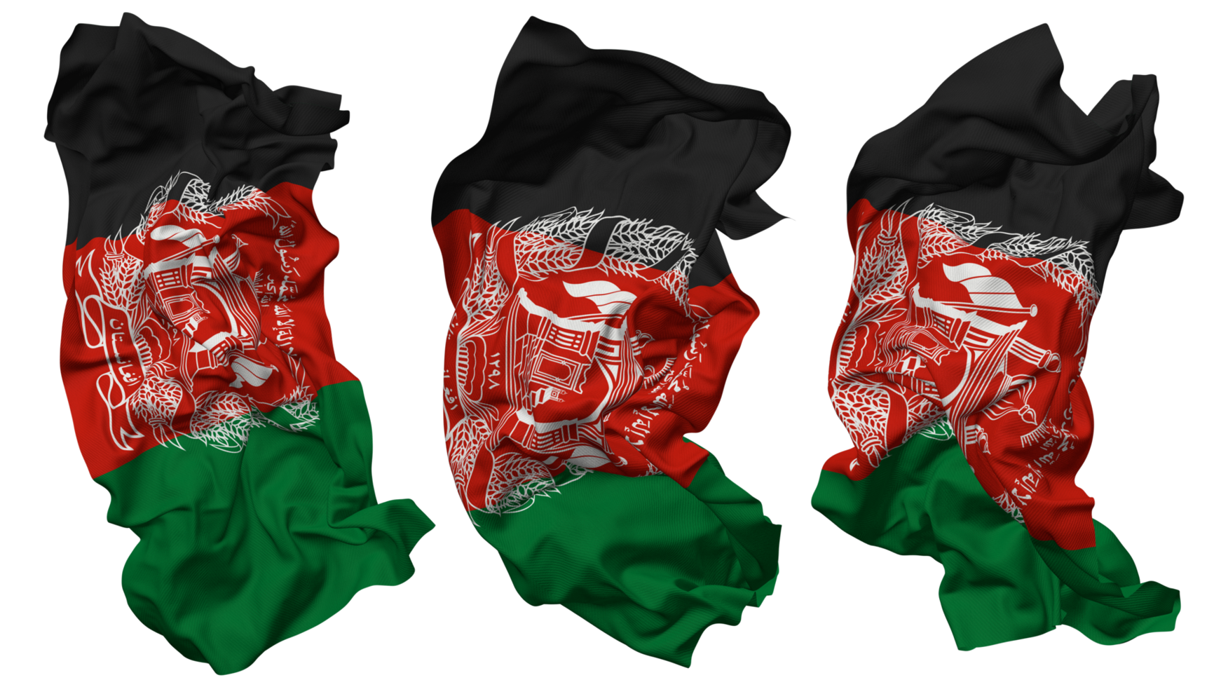 Afghanistan Flag Waves Isolated in Different Styles with Bump Texture, 3D Rendering png