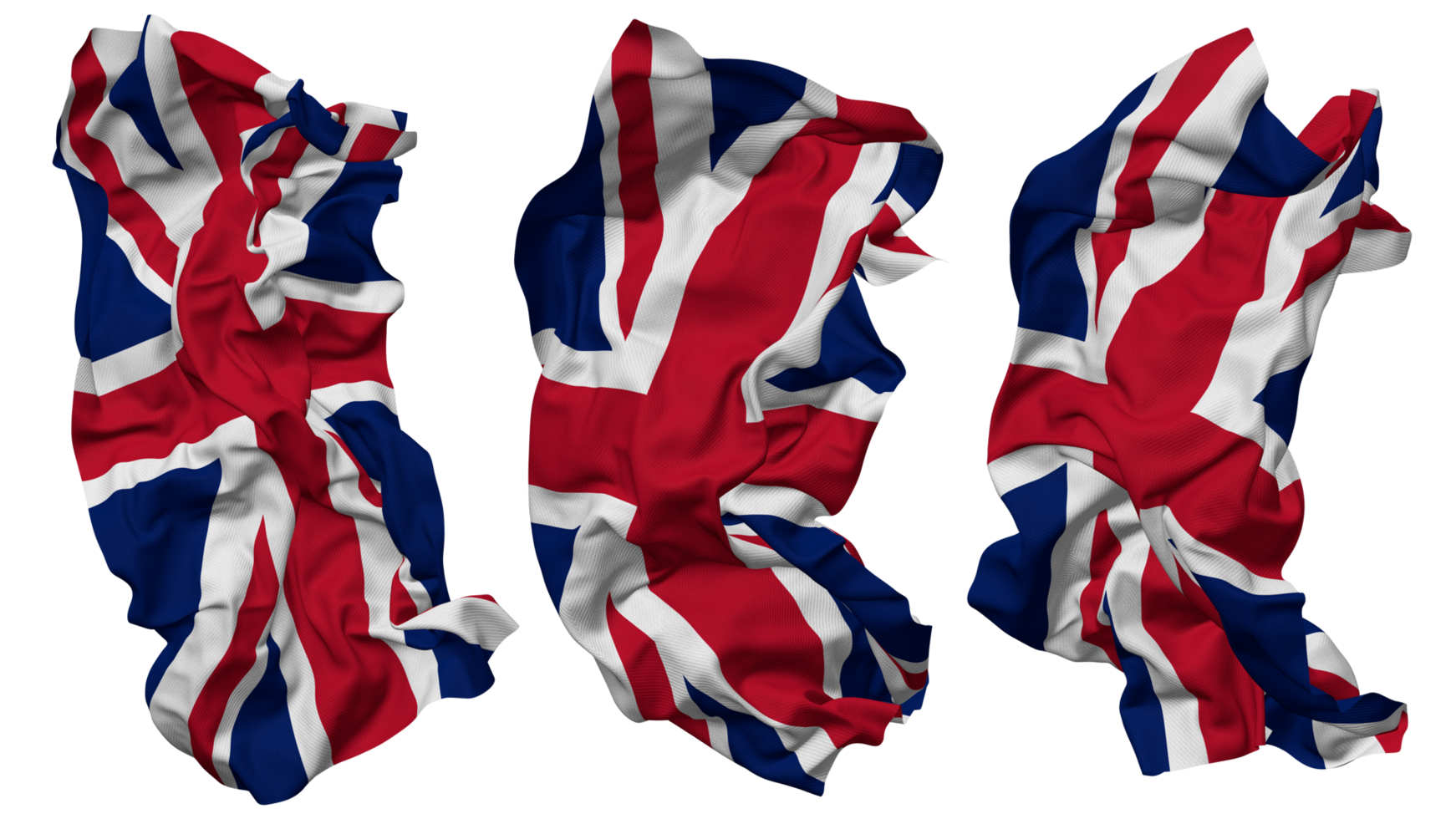 United Kingdom Flag Waves Isolated in Different Styles with Bump Texture, 3D Rendering png