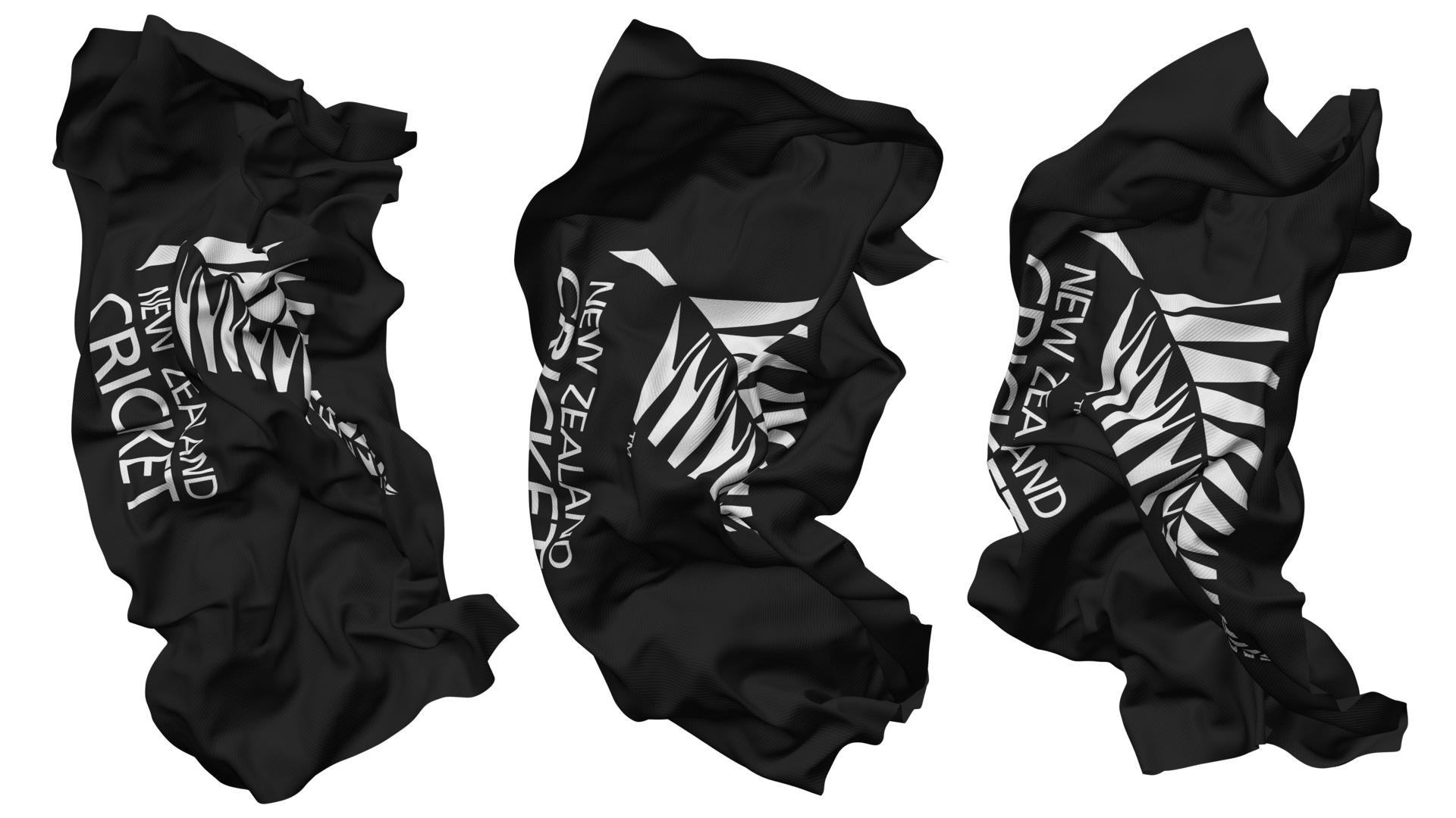 New Zealand Cricket Flag Waves Isolated in Different Styles with Bump