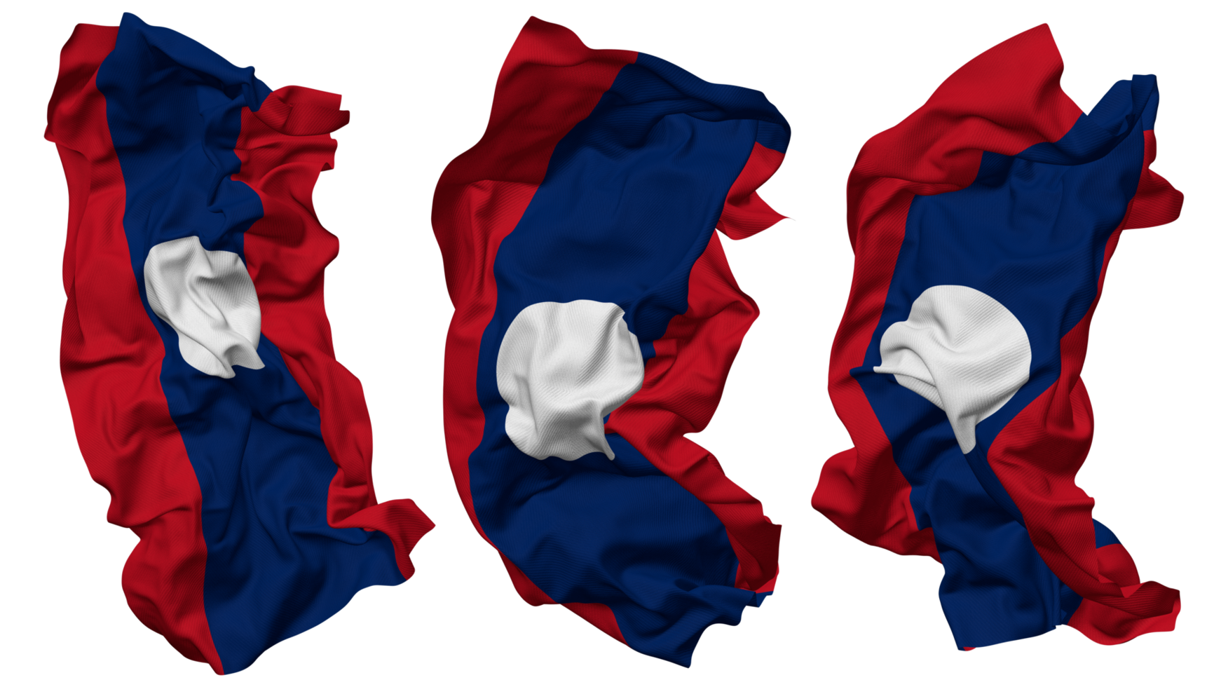 Laos Flag Waves Isolated in Different Styles with Bump Texture, 3D Rendering png