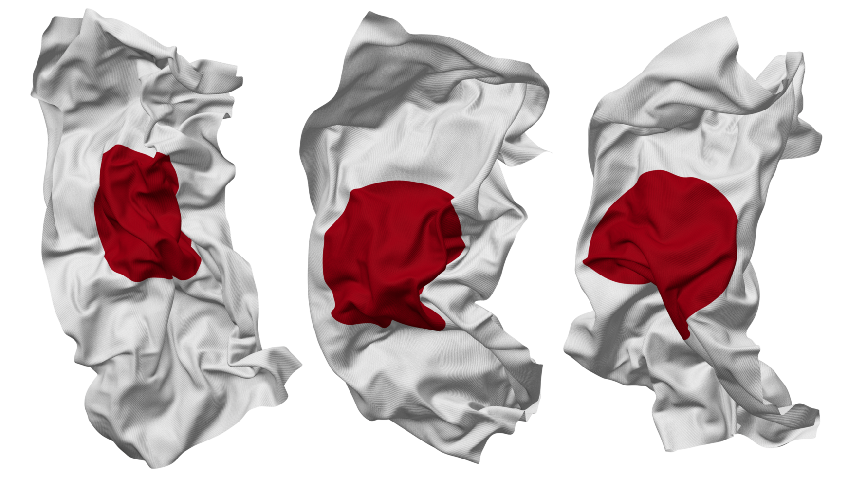 Japon drapeau vagues isolé dans différent modes avec bosse texture, 3d le rendu png