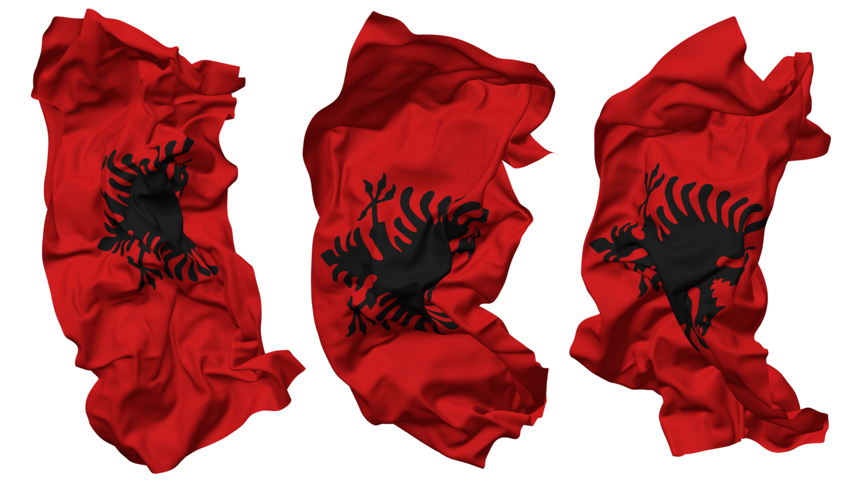 Albania Flag Waves Isolated in Different Styles with Bump Texture, 3D Rendering png